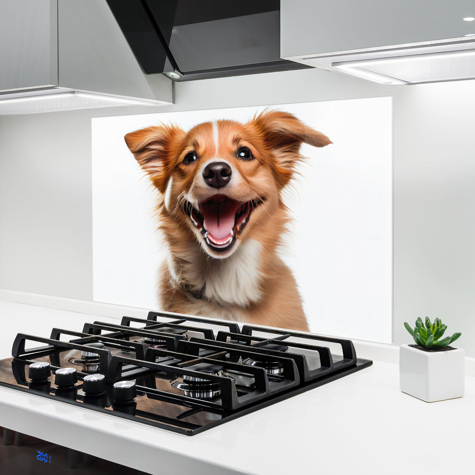 Panel Szklany do Kuchni Happy Smiling Dog mockup 6