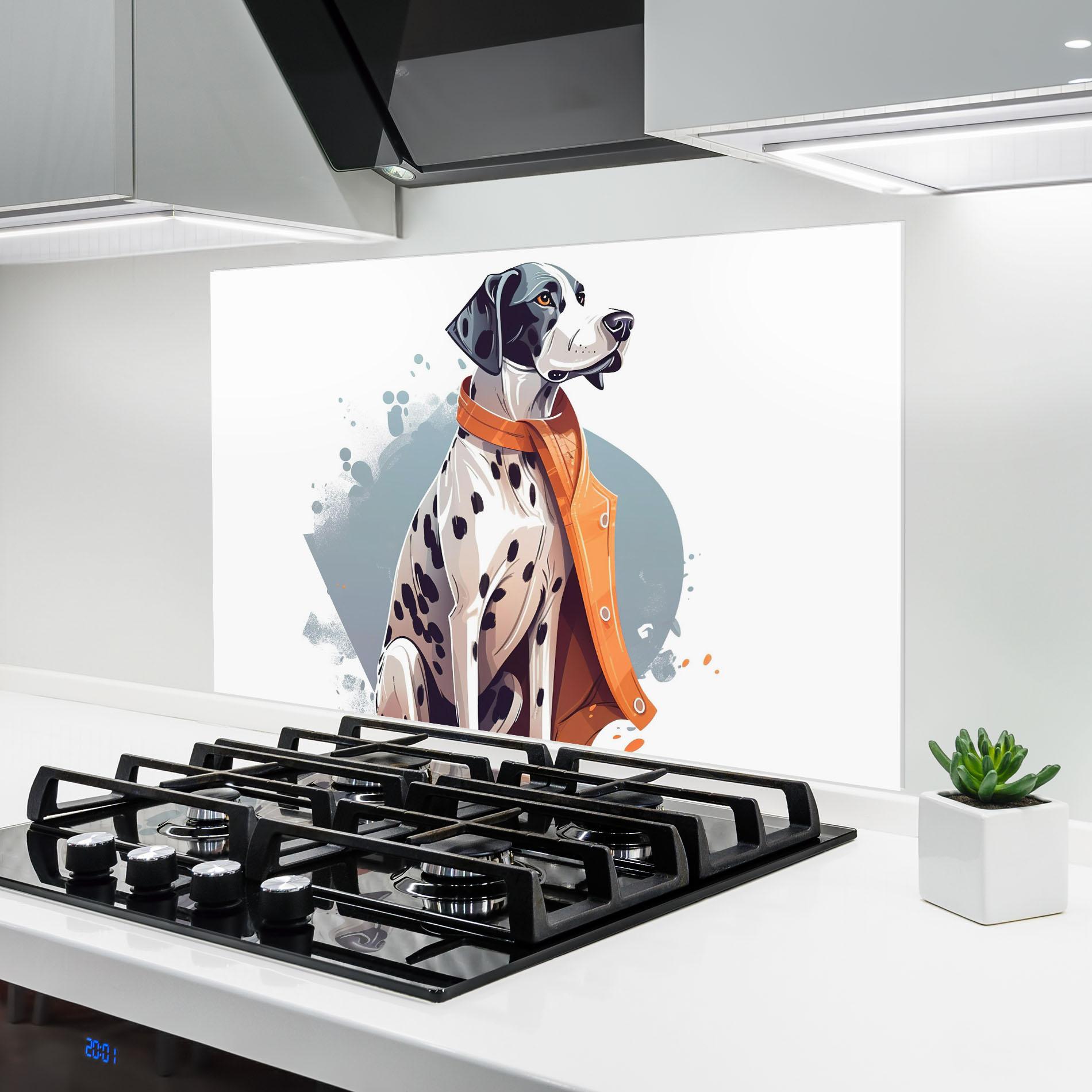 Panel Szklany do Kuchni Orange Scarf Dalmatian mockup 6