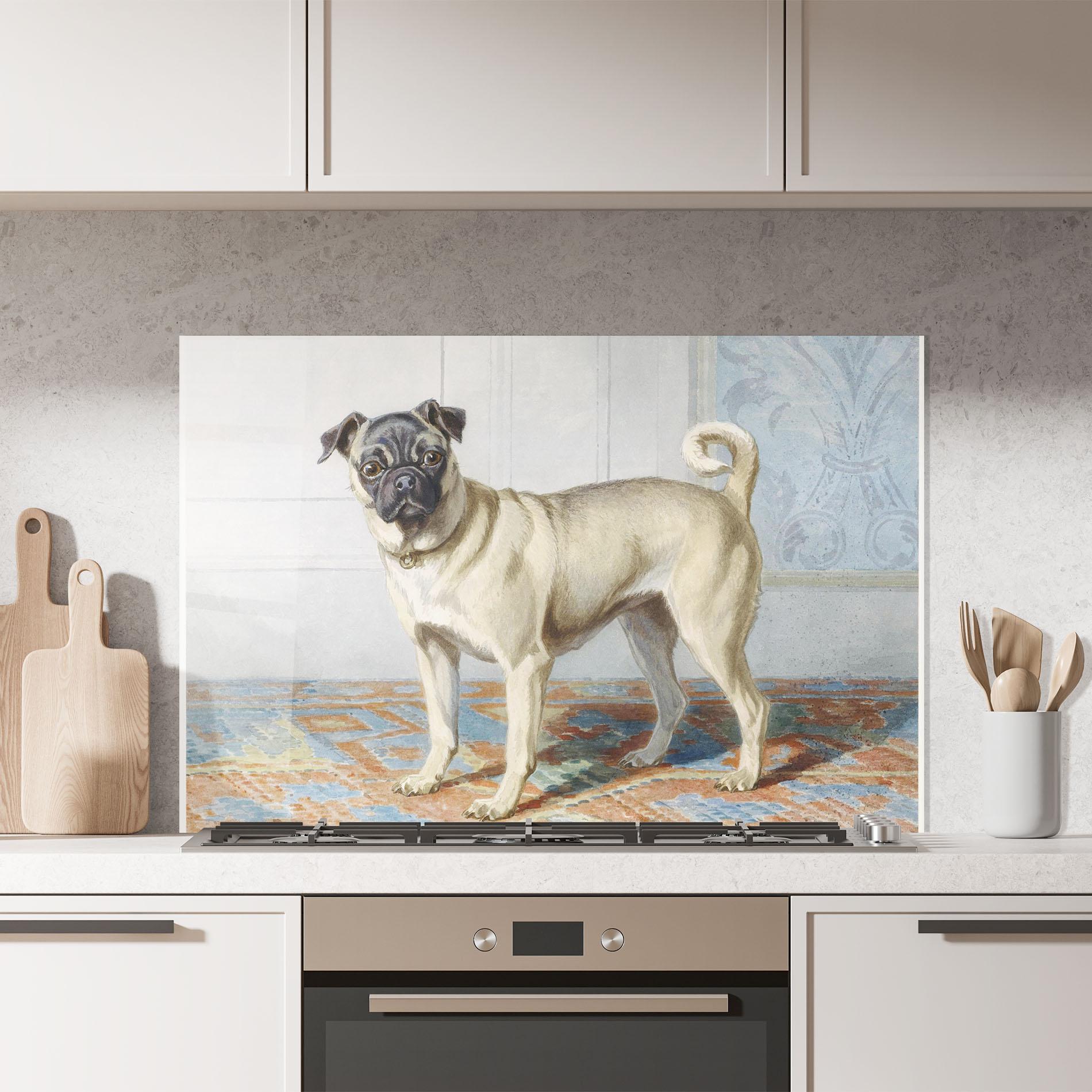 Panel Szklany do Kuchni Cute Cream Dog mockup 7