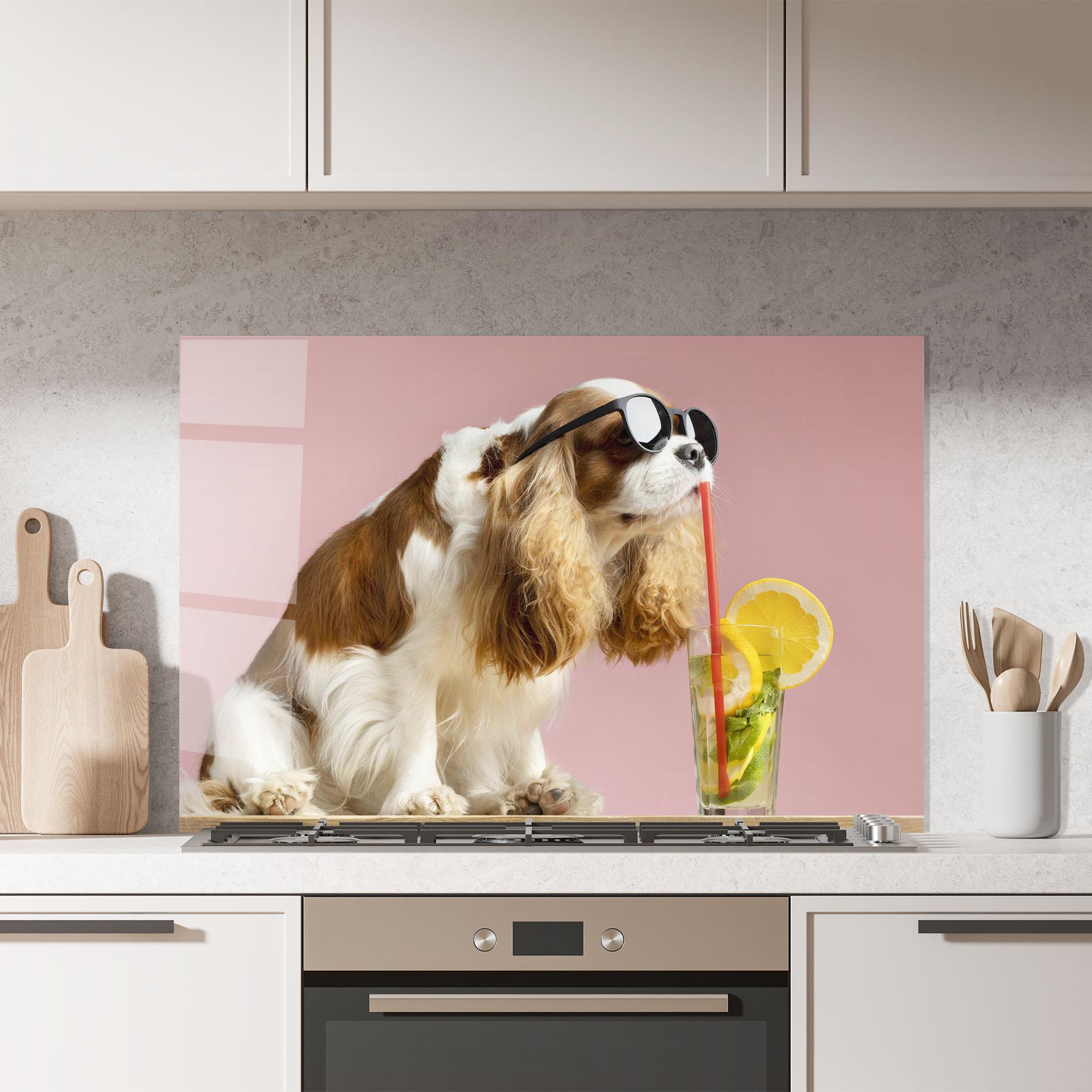 Panel Szklany do Kuchni Dog With Juice mockup 7