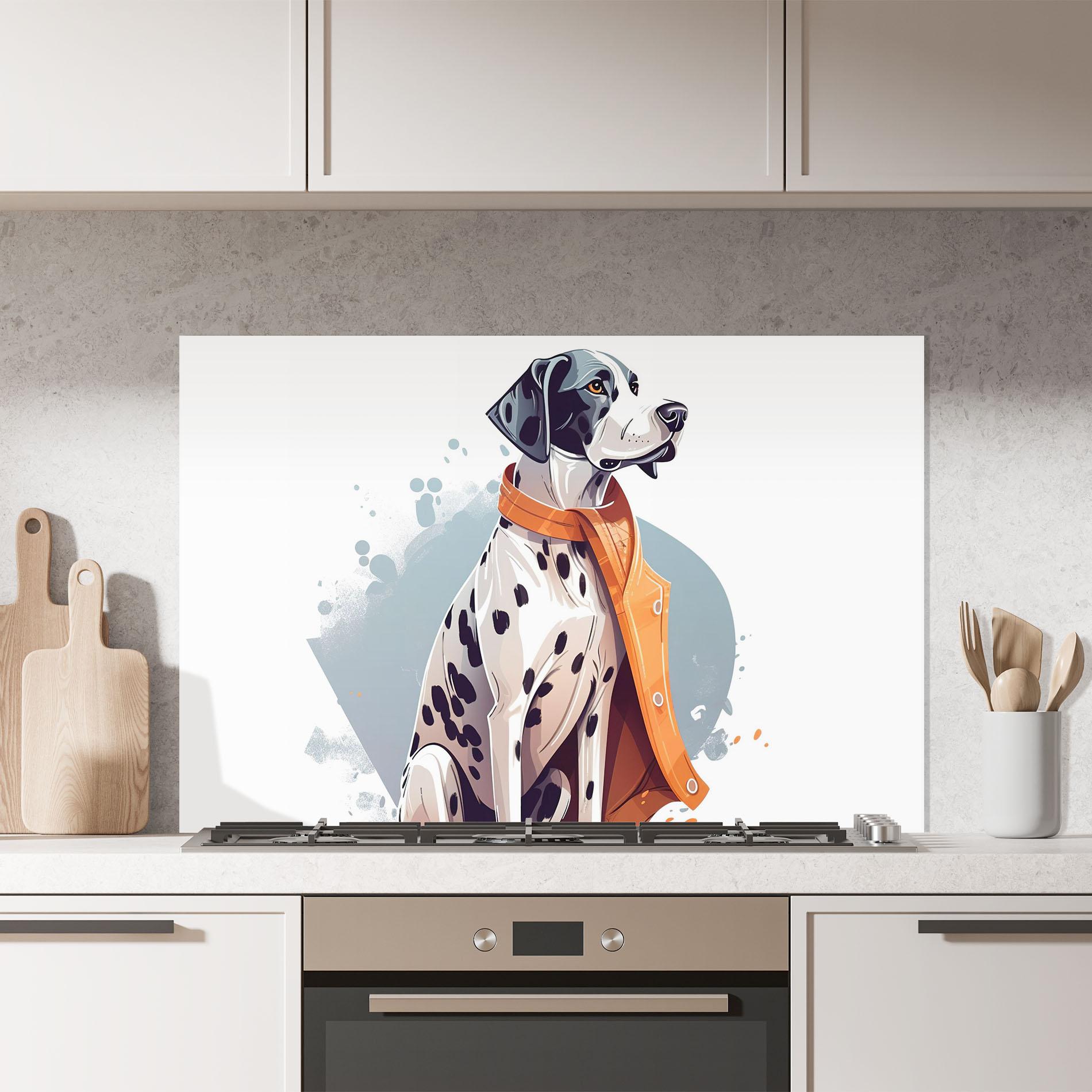 Panel Szklany do Kuchni Orange Scarf Dalmatian mockup 7