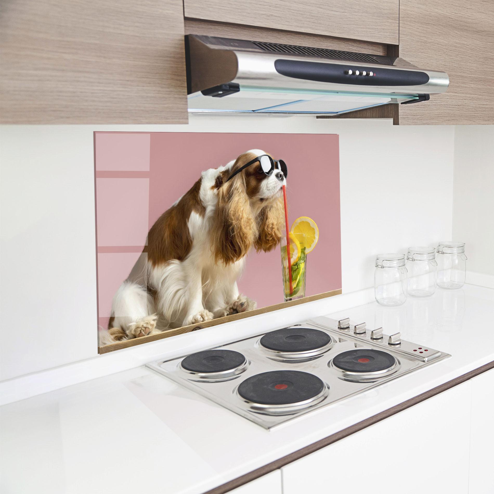 Panel Szklany do Kuchni Dog With Juice mockup 8