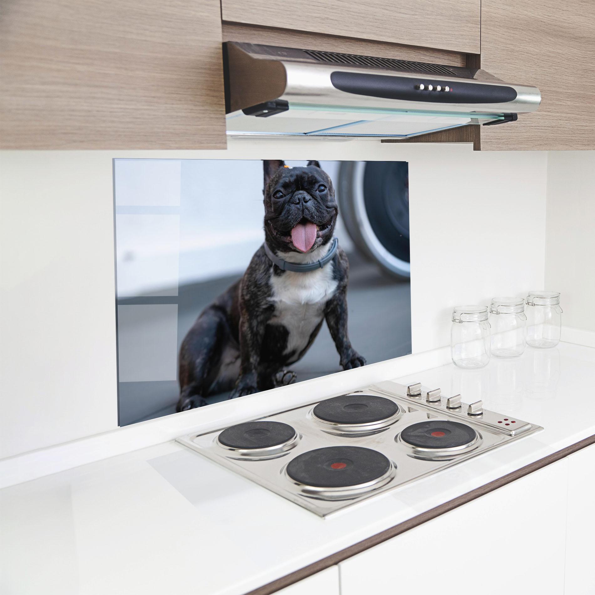 Panel Szklany do Kuchni Happy Black Dog mockup 8