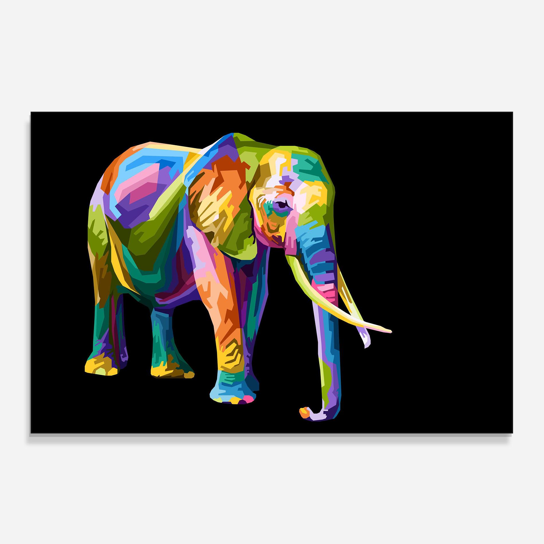 Panel Szklany do Kuchni Colorful Elephant Art mockup 0