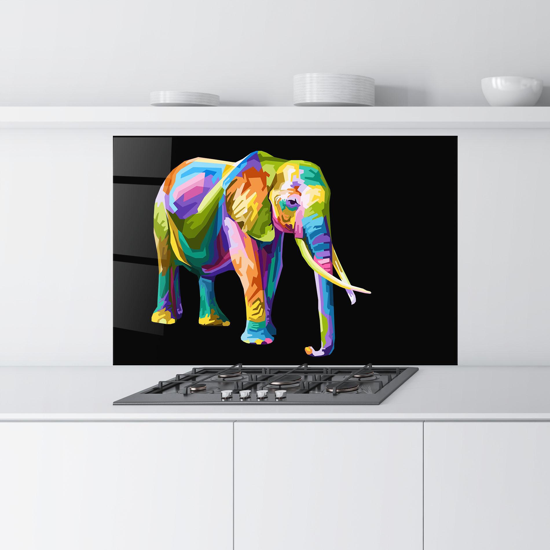 Panel Szklany do Kuchni Colorful Elephant Art mockup 9