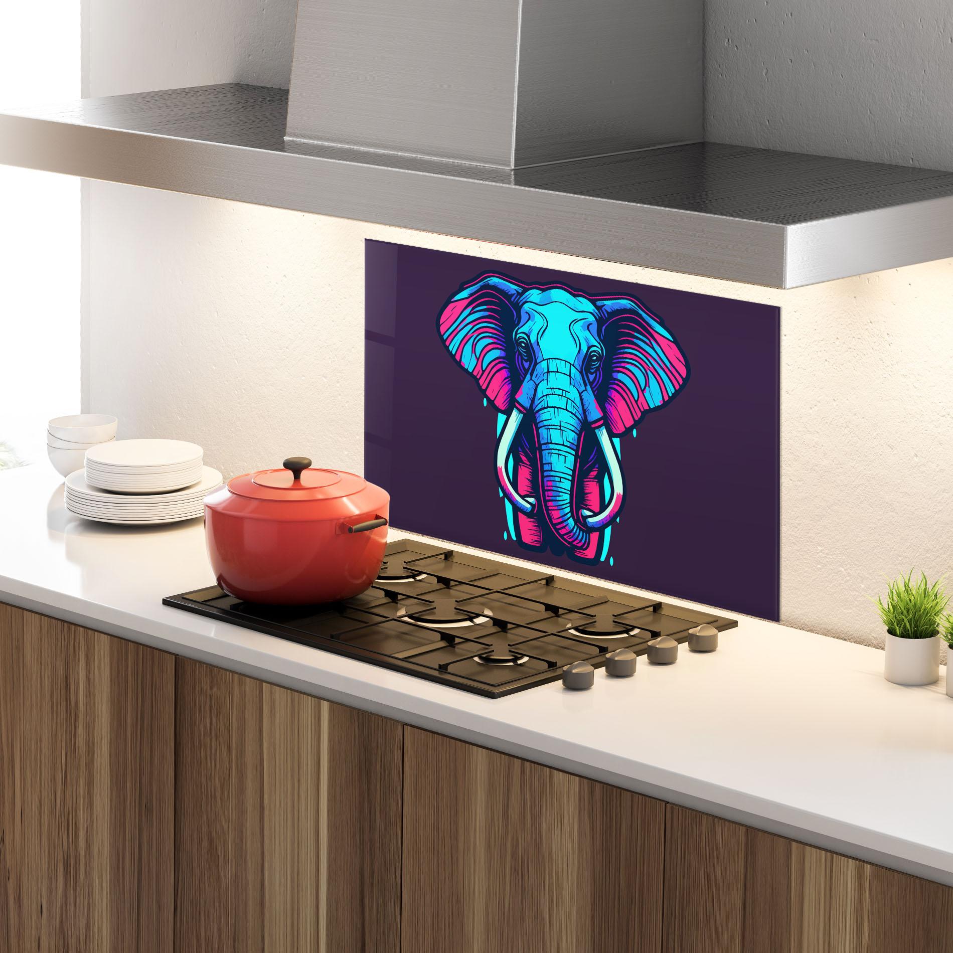 Panel Szklany do Kuchni Pink Blue Elephant mockup 4
