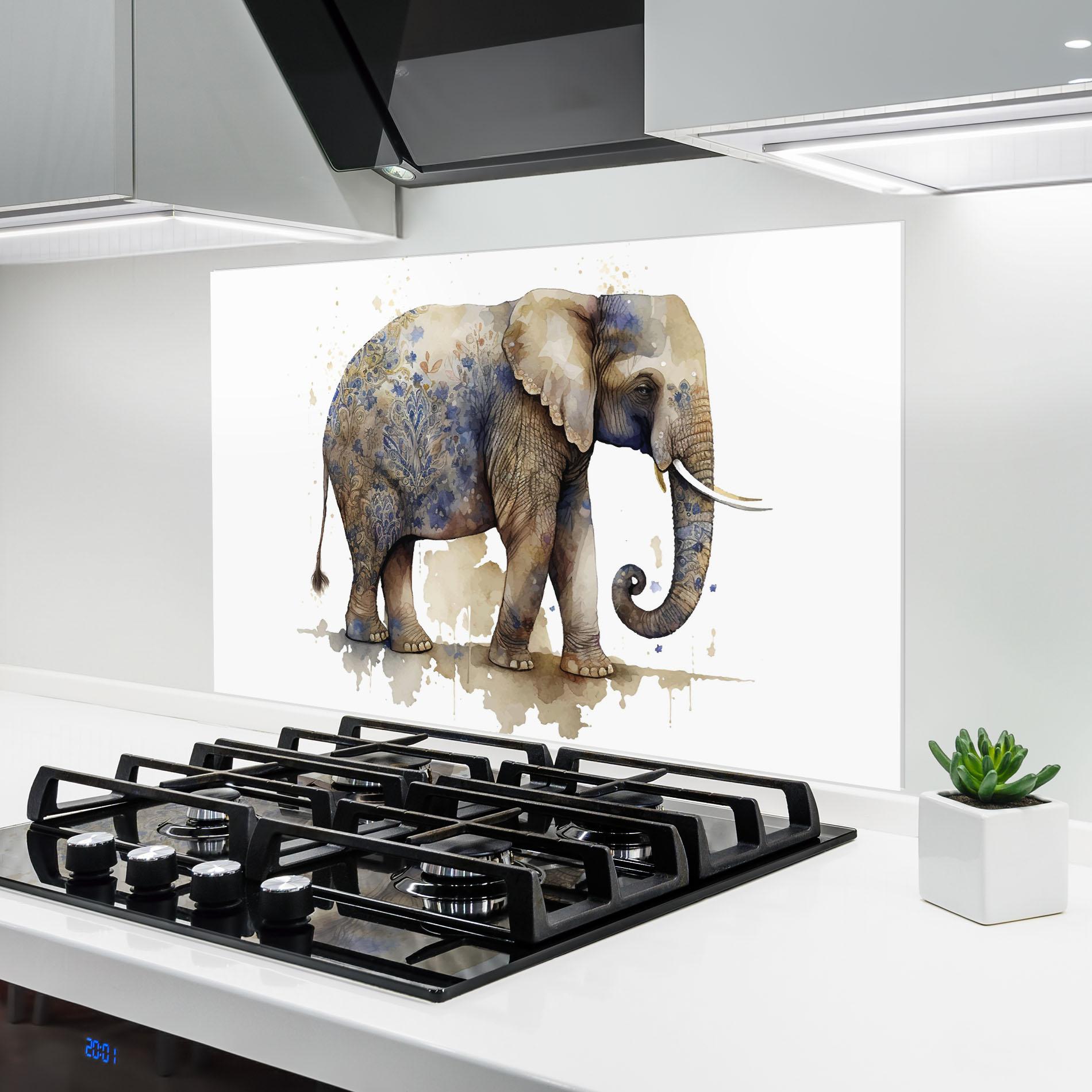 Panel Szklany do Kuchni Blue Grey Elephant mockup 6