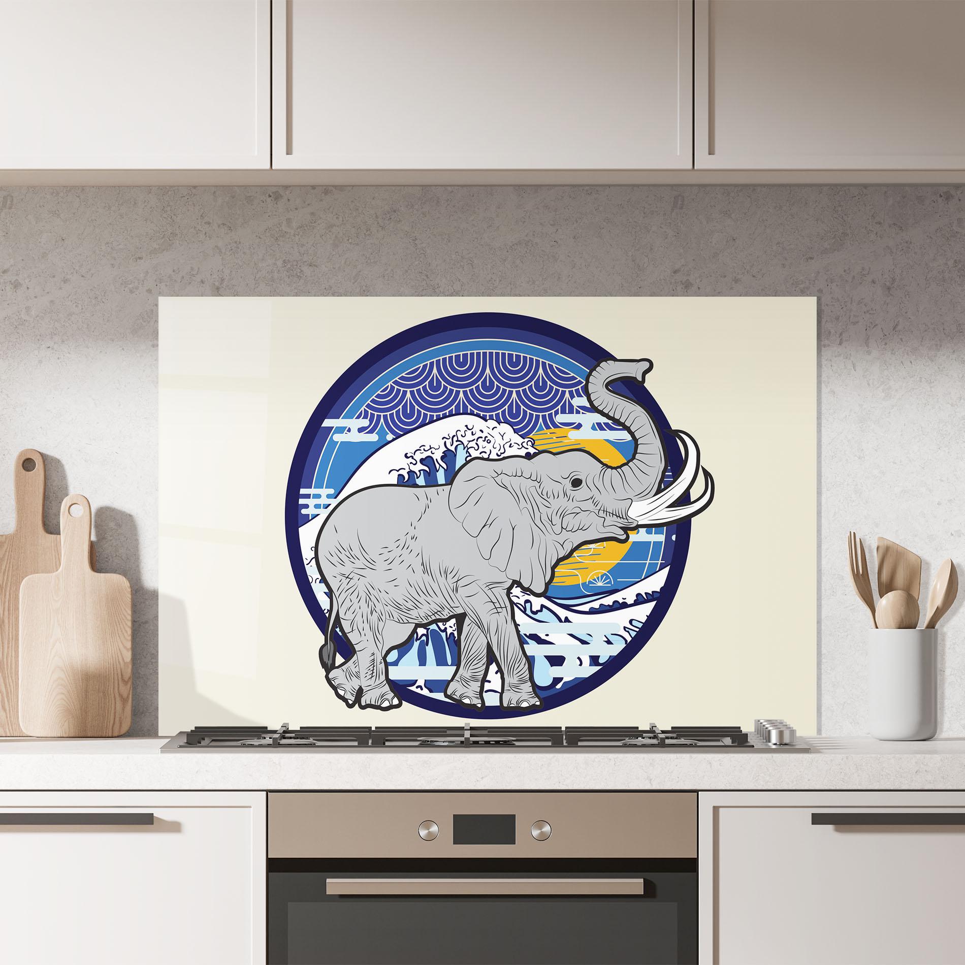 Panel Szklany do Kuchni Elephant On Cream mockup 7