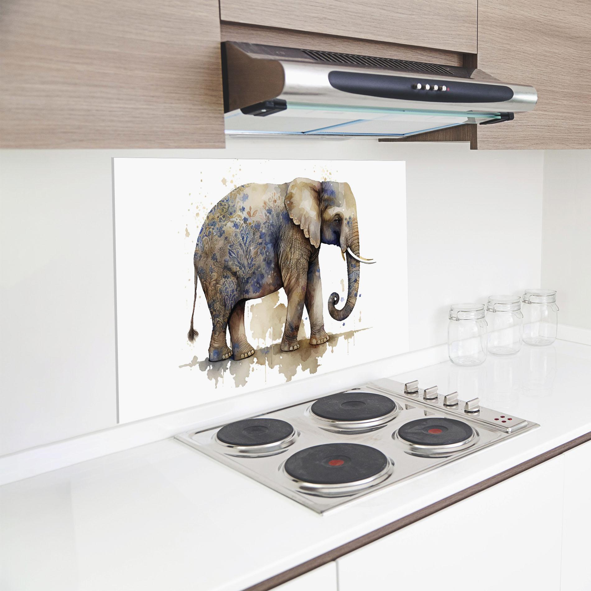 Panel Szklany do Kuchni Blue Grey Elephant mockup 8