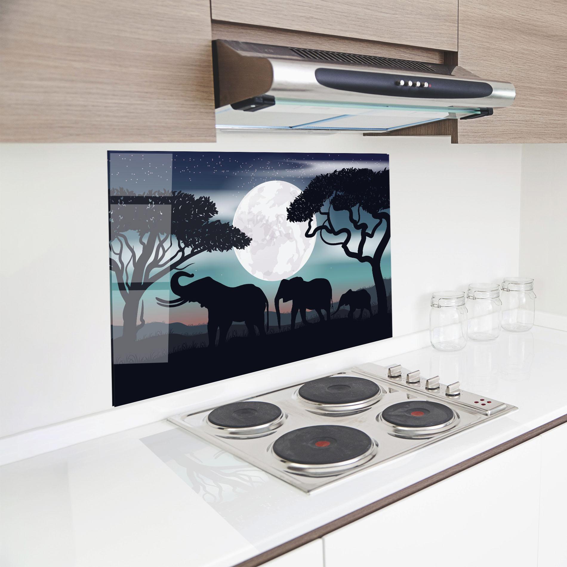 Panel Szklany do Kuchni Moon Elephant mockup 8
