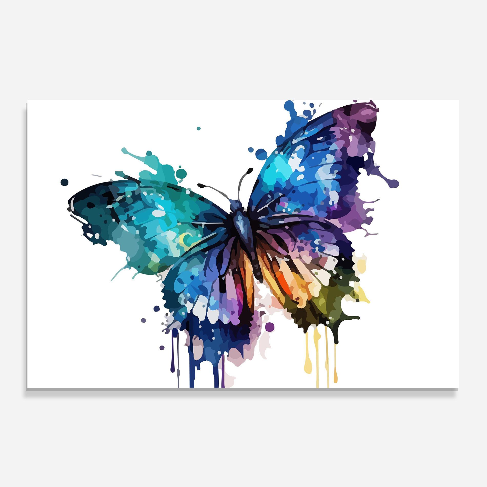 Panel Szklany do Kuchni Colourful Blue Butterfly mockup 0