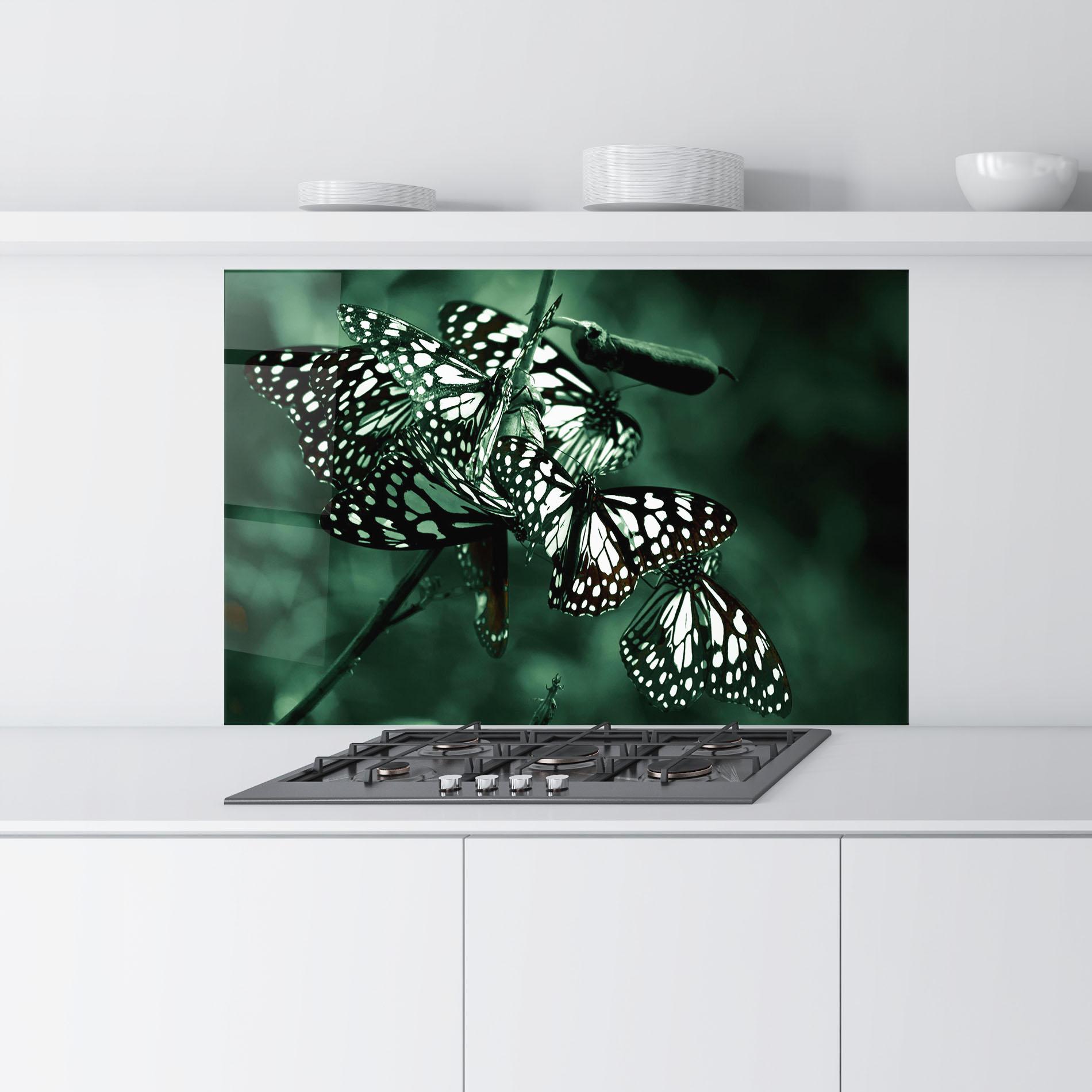 Panel Szklany do Kuchni Black White Butterflies mockup 9
