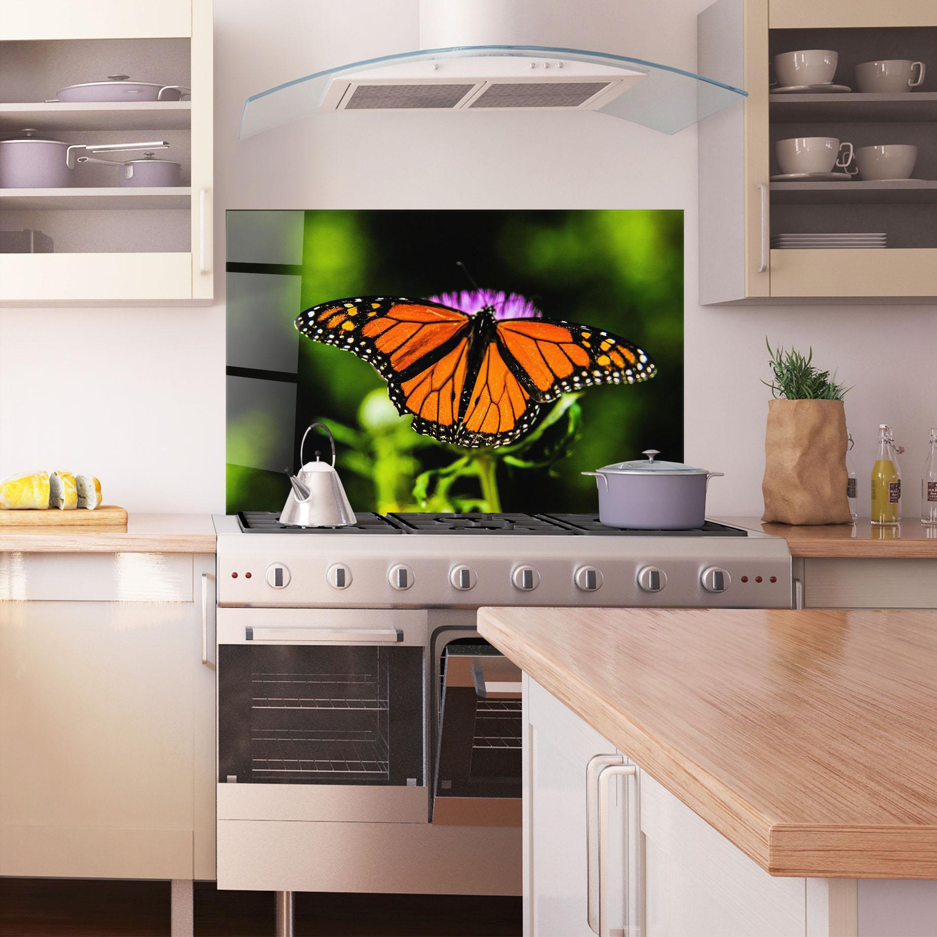 Panel Szklany do Kuchni Orange Open Butterfly mockup 1
