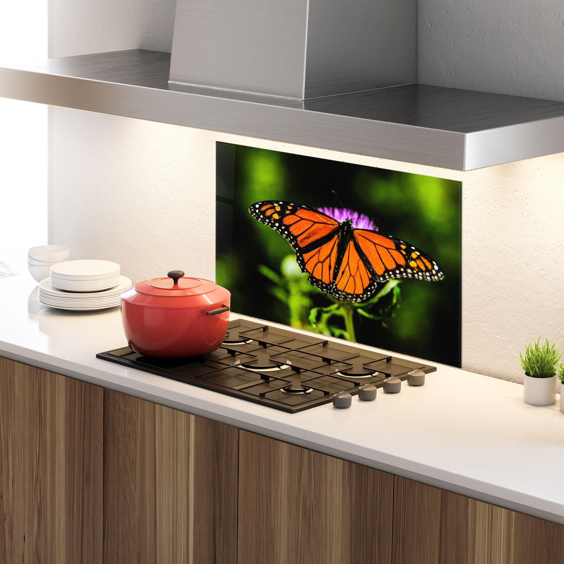 Panel Szklany do Kuchni Orange Open Butterfly mockup 4