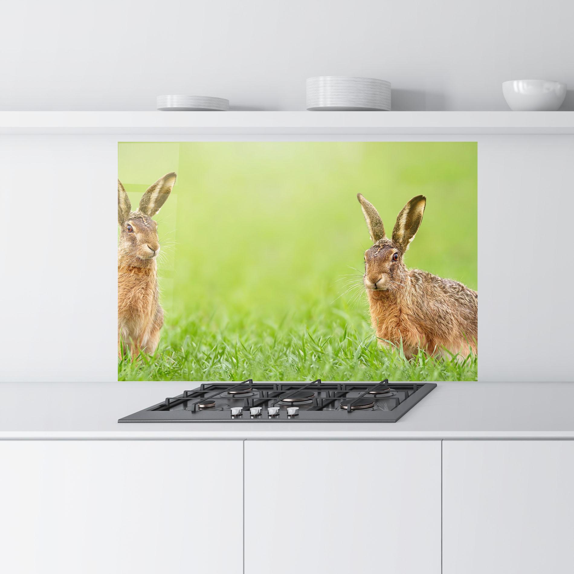 Panel Szklany do Kuchni Brown Hares mockup 9