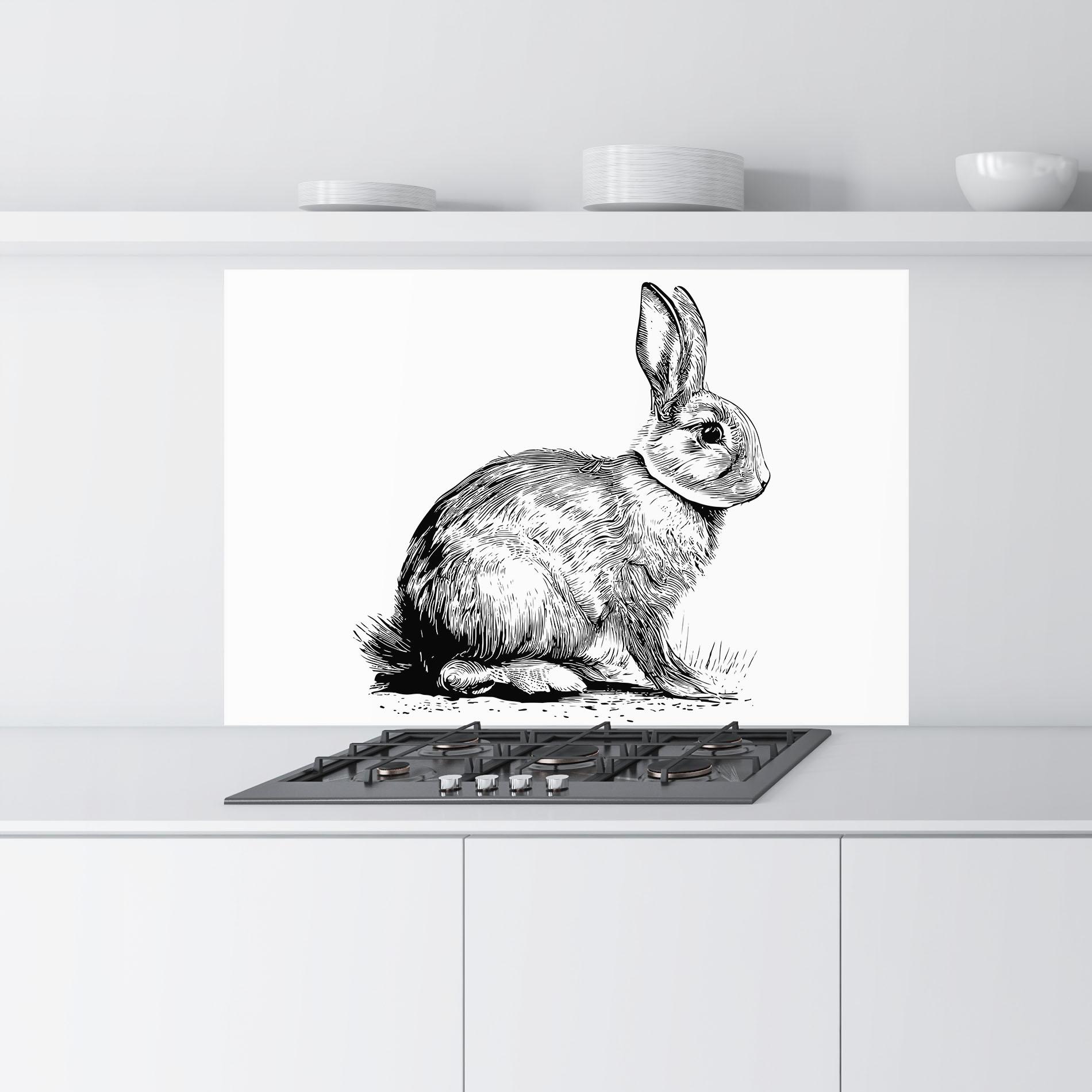 Panel Szklany do Kuchni Bunny Black Lines mockup 9