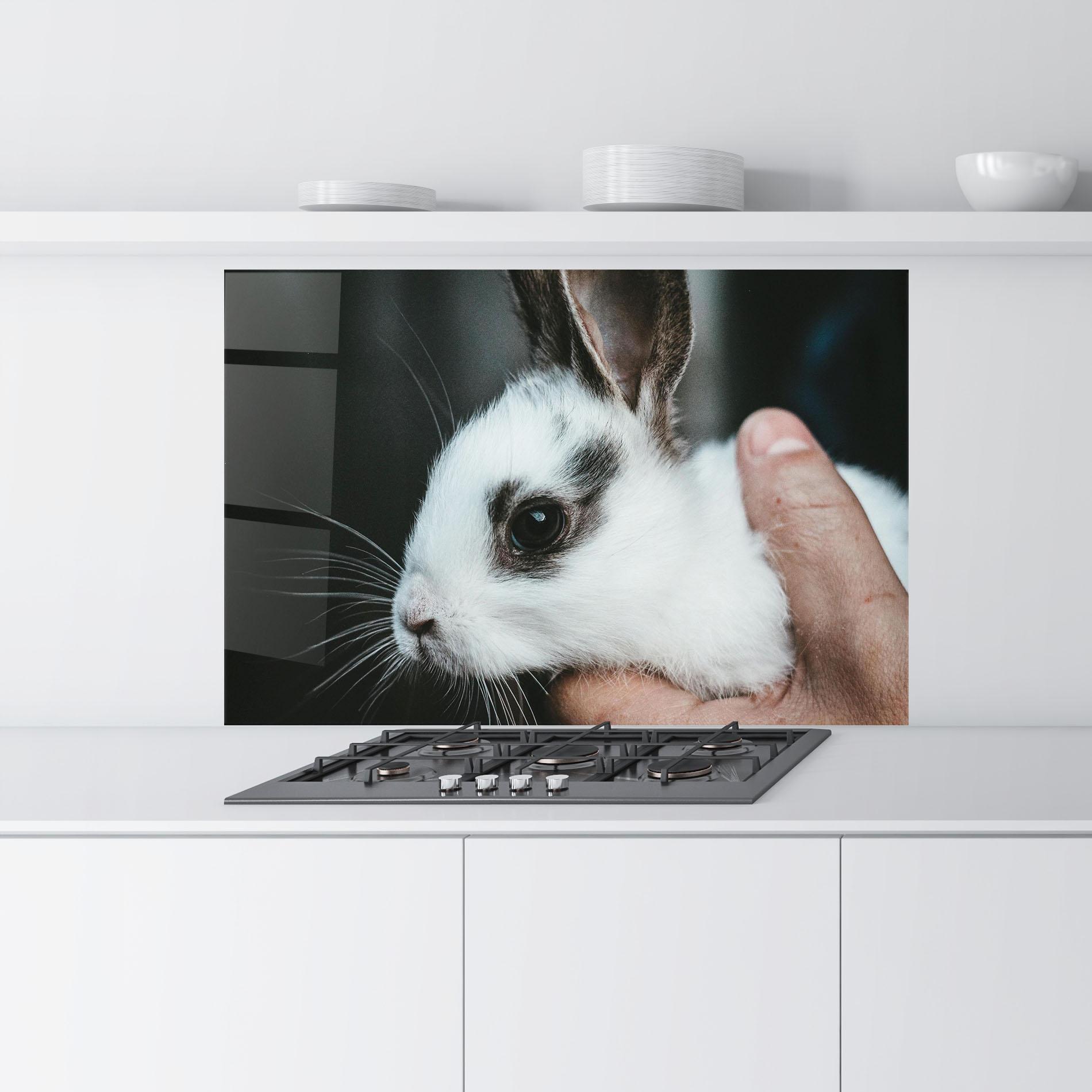 Panel Szklany do Kuchni Holding Cute Bunny mockup 9