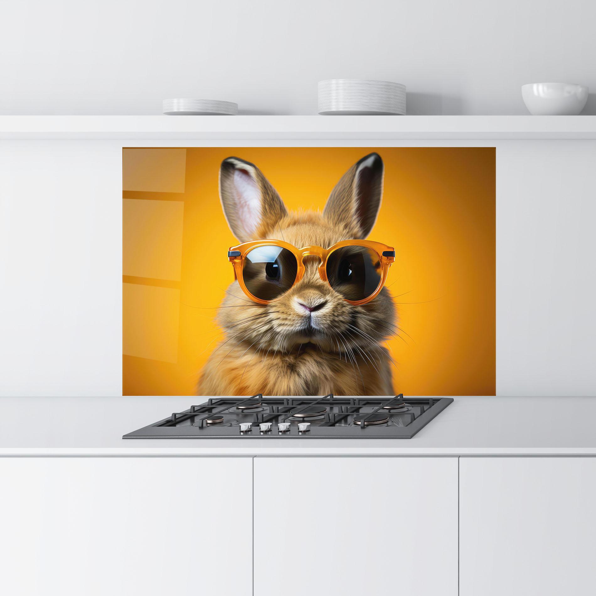 Panel Szklany do Kuchni Sunglasses Orange Rabbit mockup 9