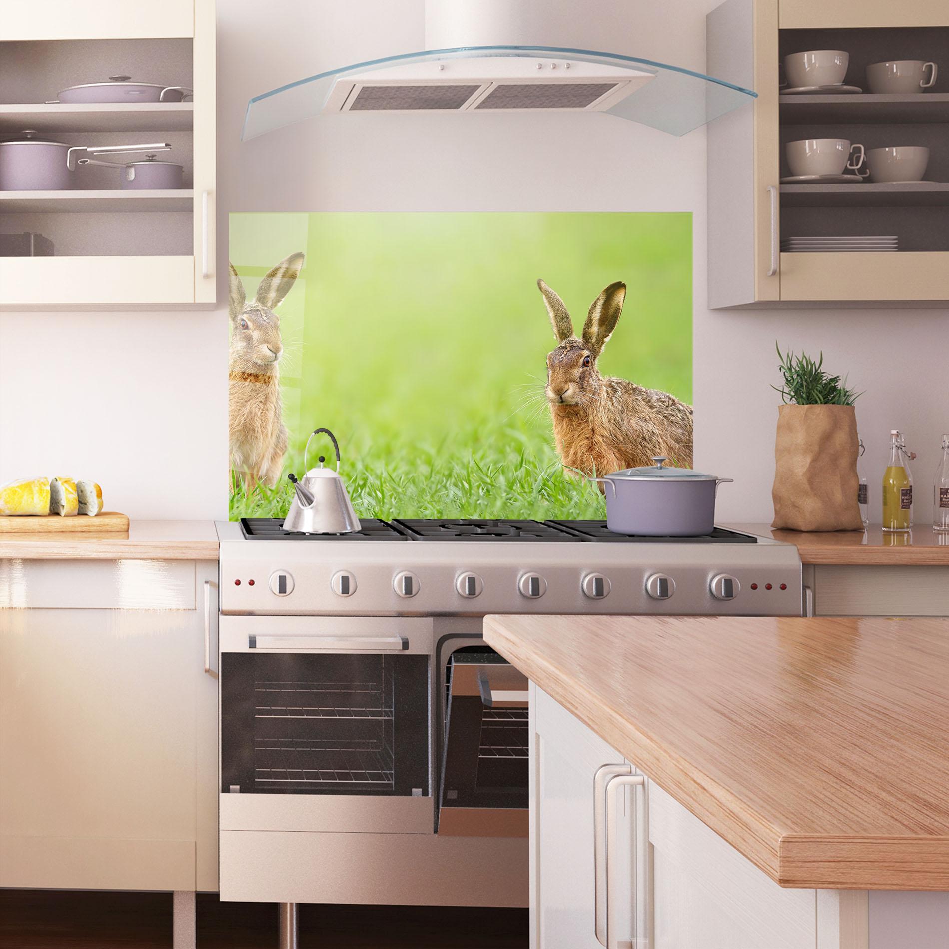 Panel Szklany do Kuchni Brown Hares mockup 1