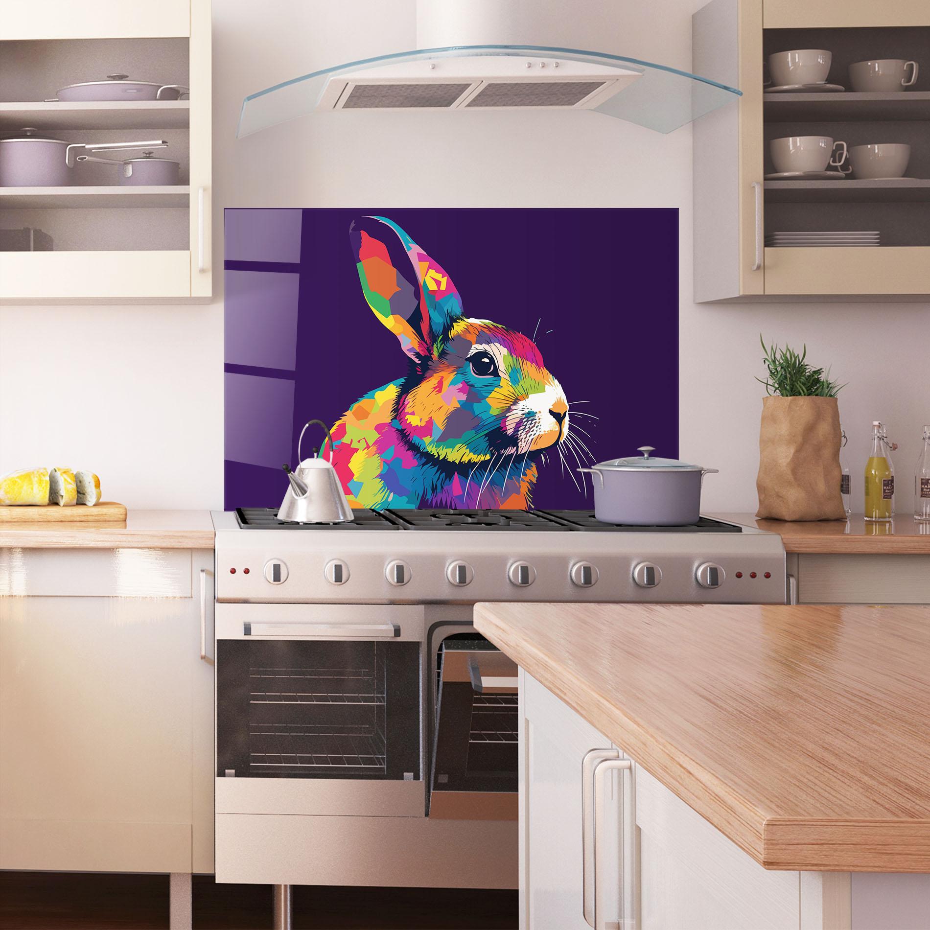 Panel Szklany do Kuchni Bunny On Purple mockup 1