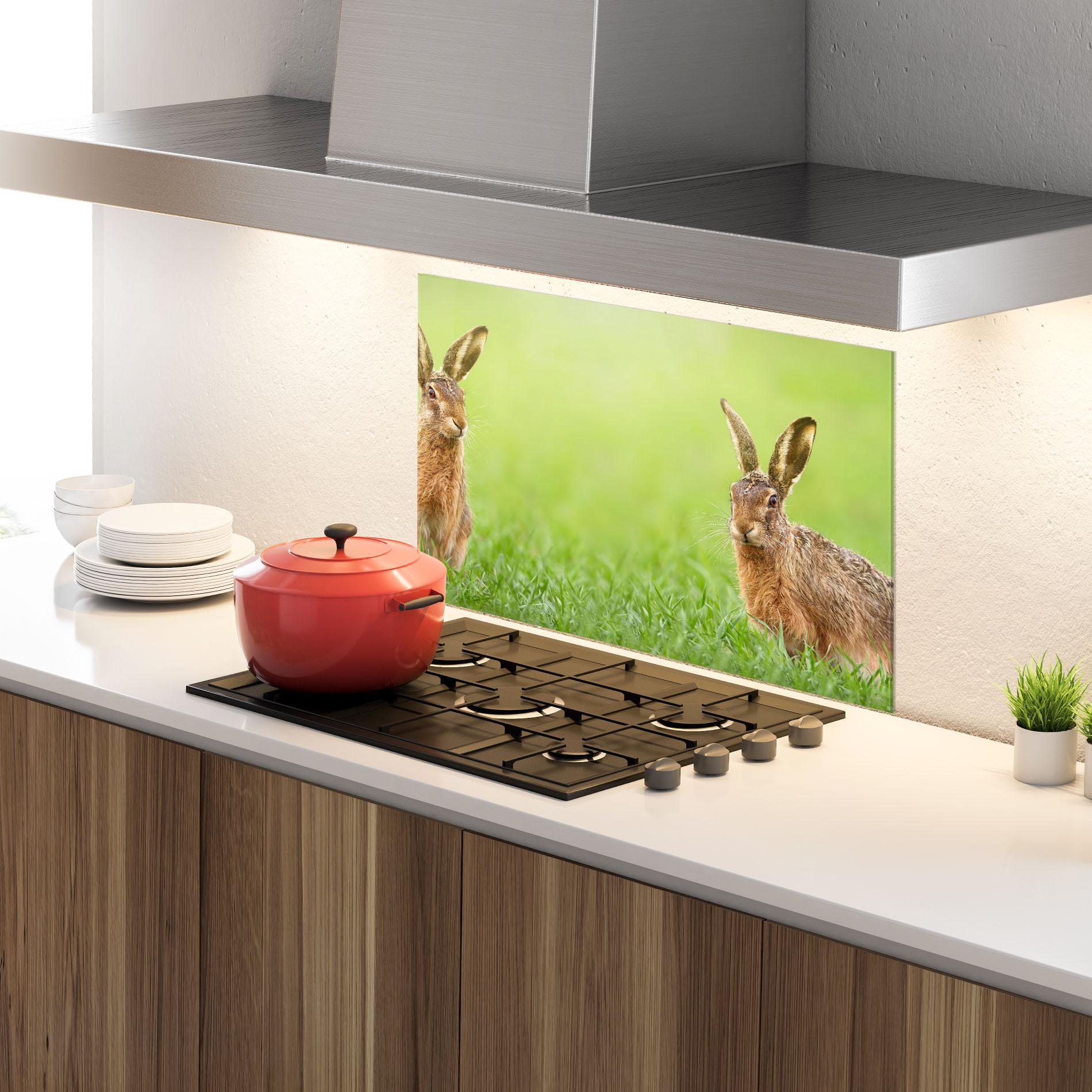 Panel Szklany do Kuchni Brown Hares mockup 4