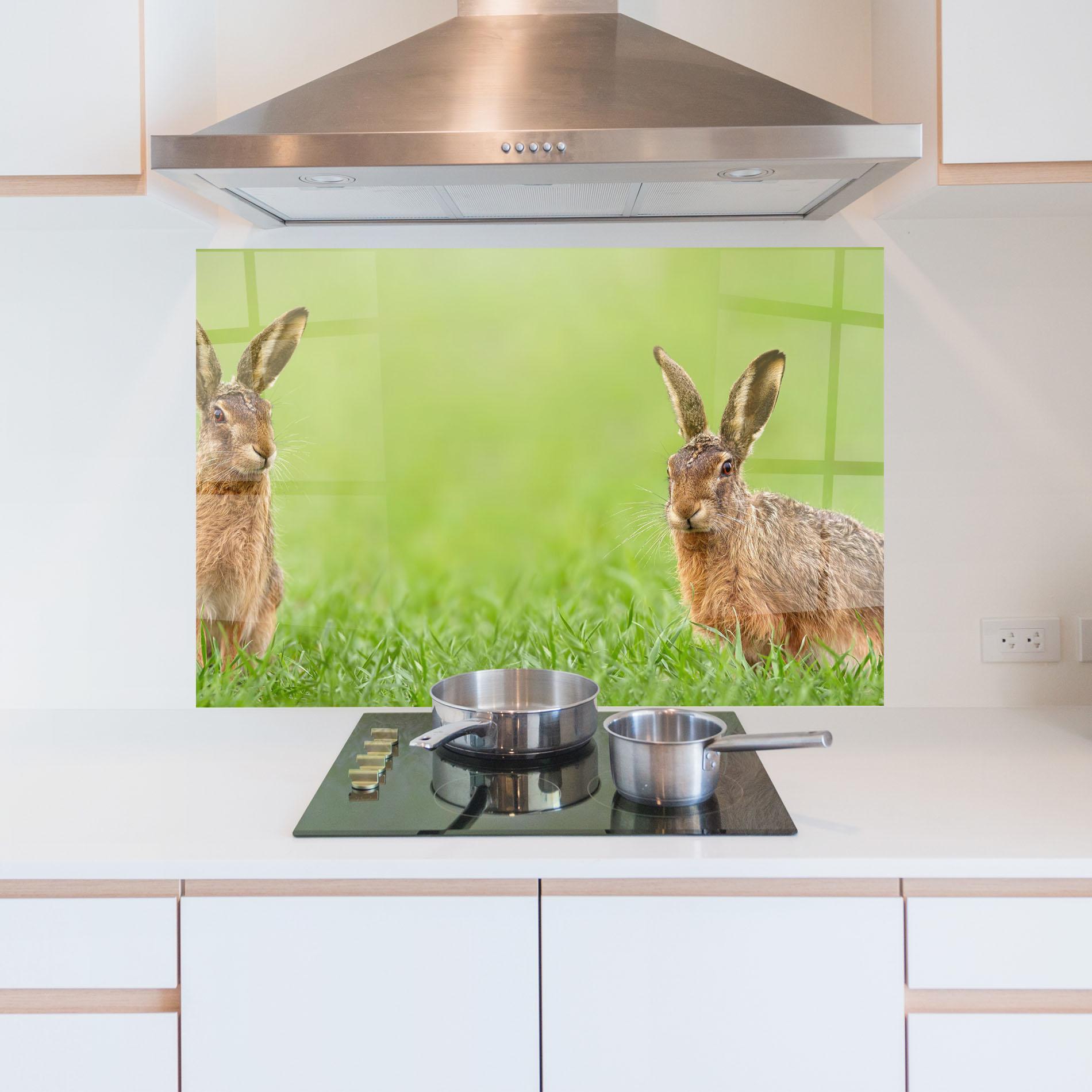 Panel Szklany do Kuchni Brown Hares mockup 5