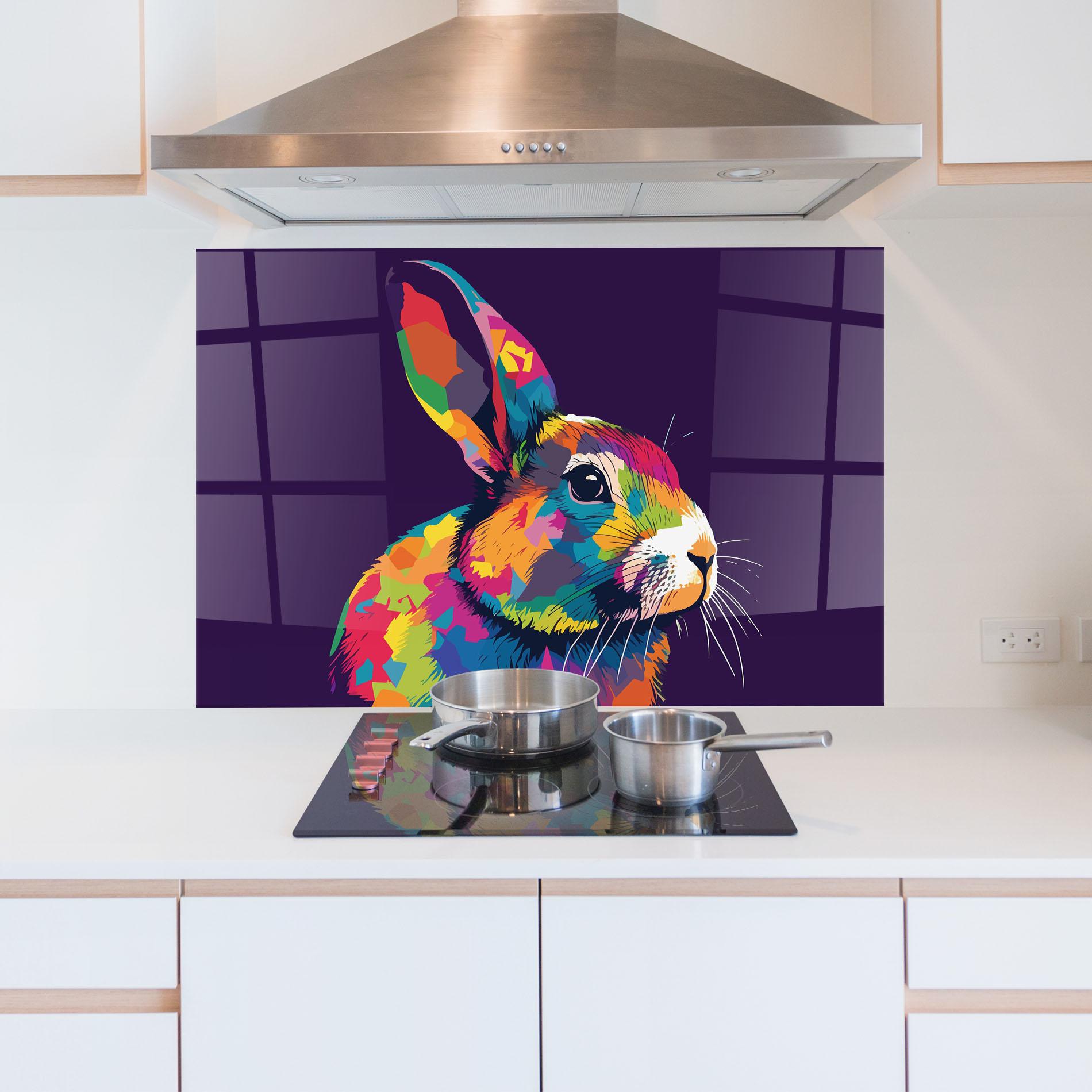 Panel Szklany do Kuchni Bunny On Purple mockup 5