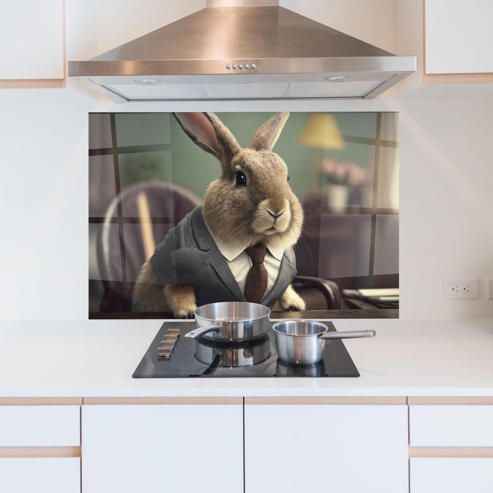 Panel Szklany do Kuchni Business Suit Bunny mockup 5