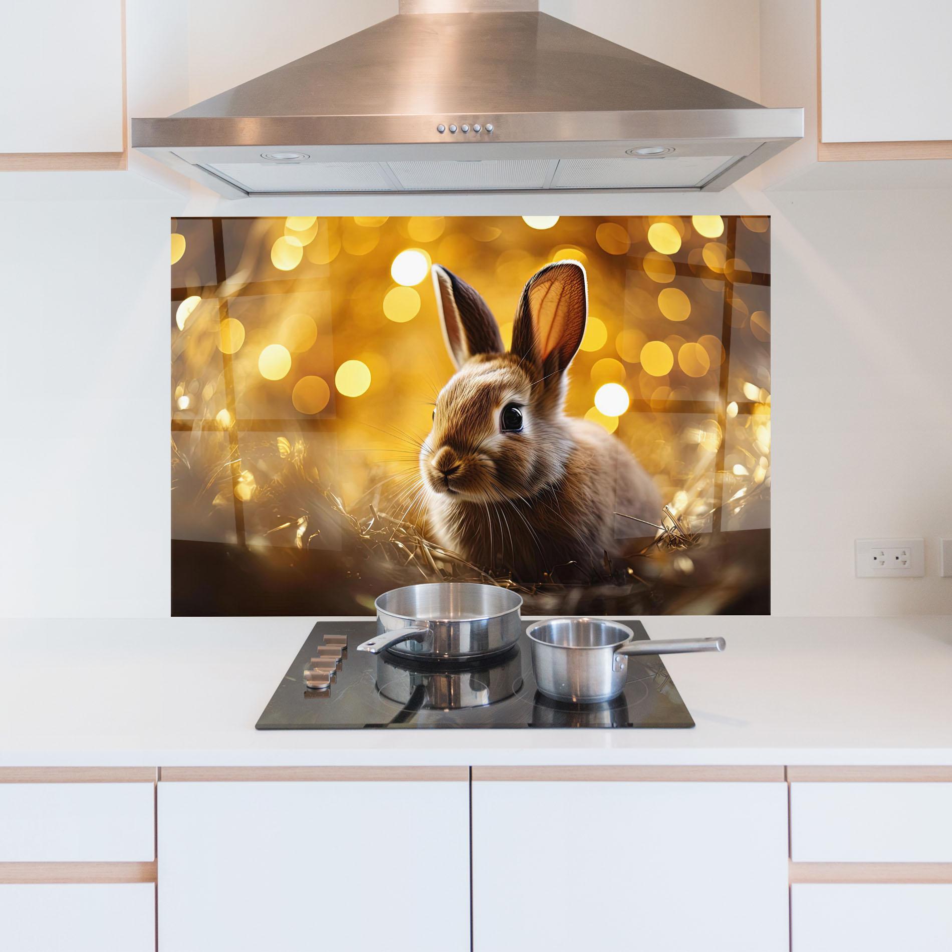 Panel Szklany do Kuchni Gold Lights Bunny mockup 5
