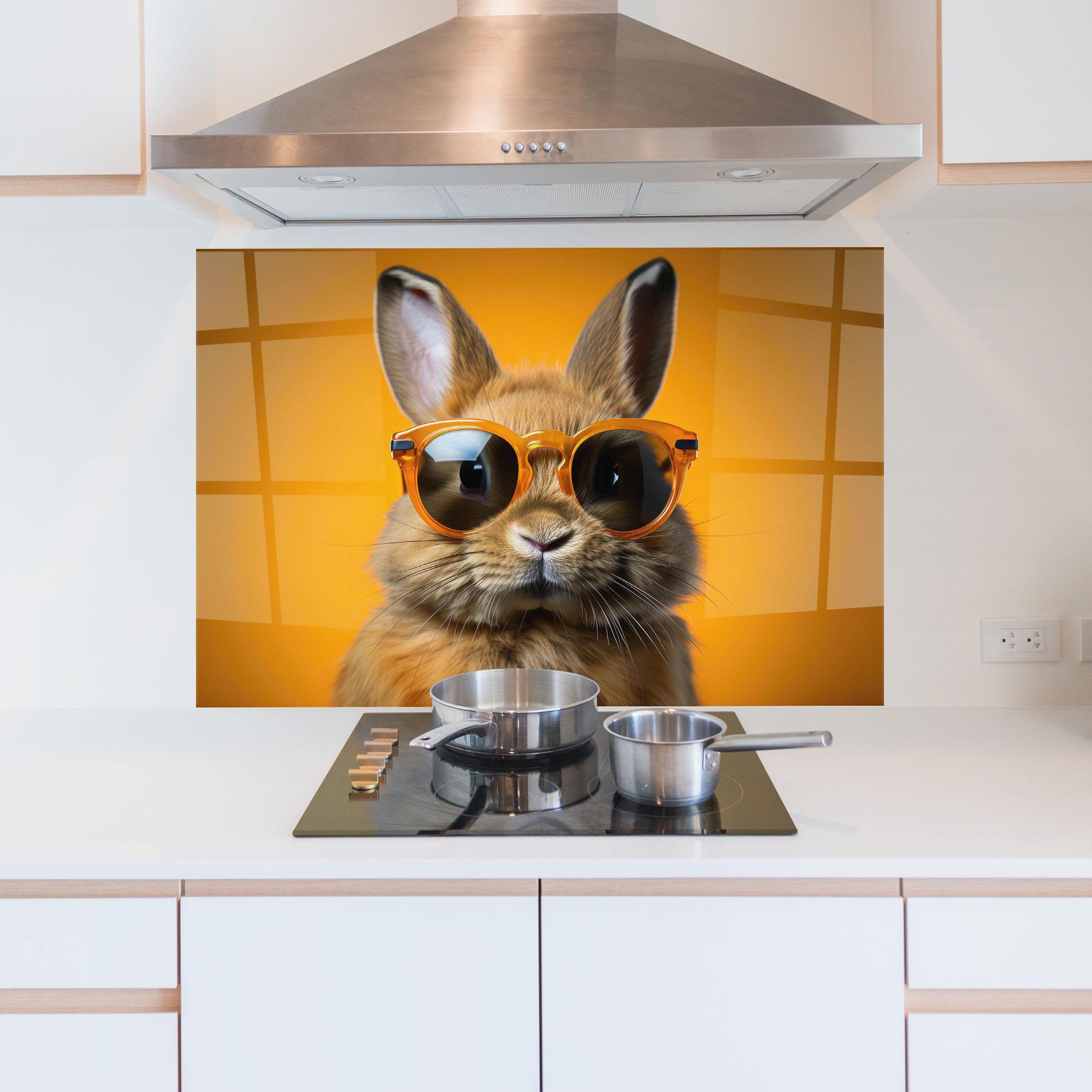 Panel Szklany do Kuchni Sunglasses Orange Rabbit mockup 5