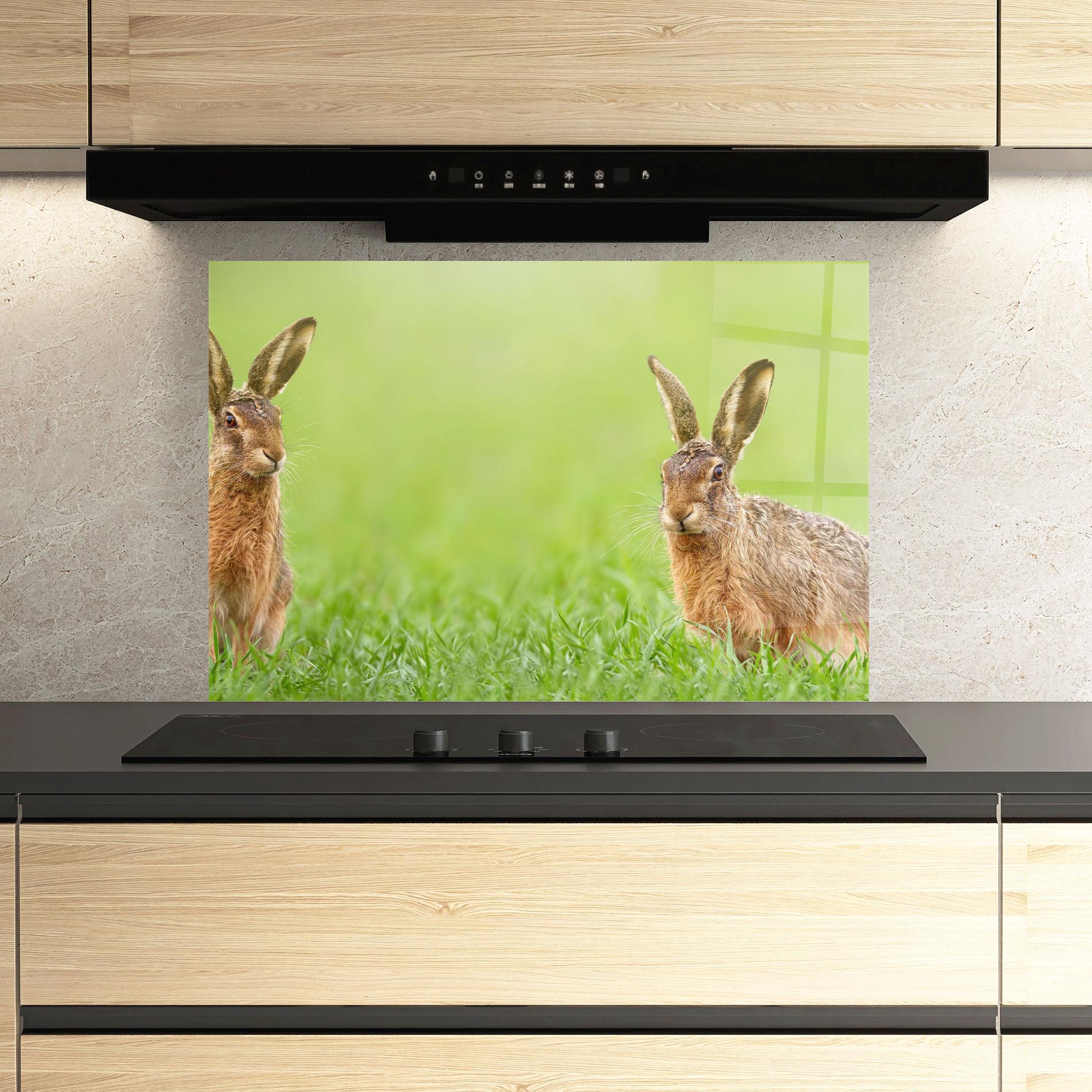 Panel Szklany do Kuchni Brown Hares mockup 3