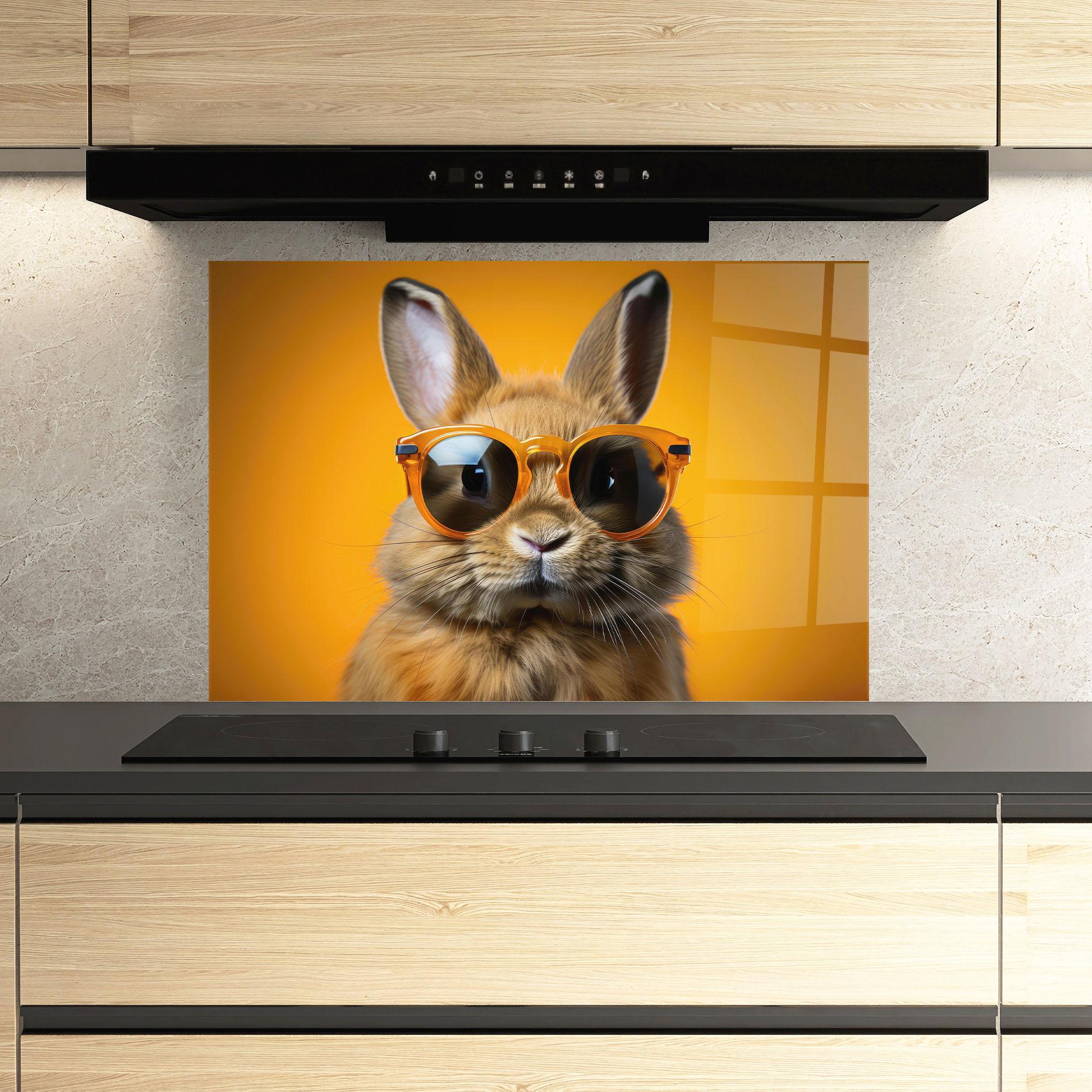 Panel Szklany do Kuchni Sunglasses Orange Rabbit mockup 3