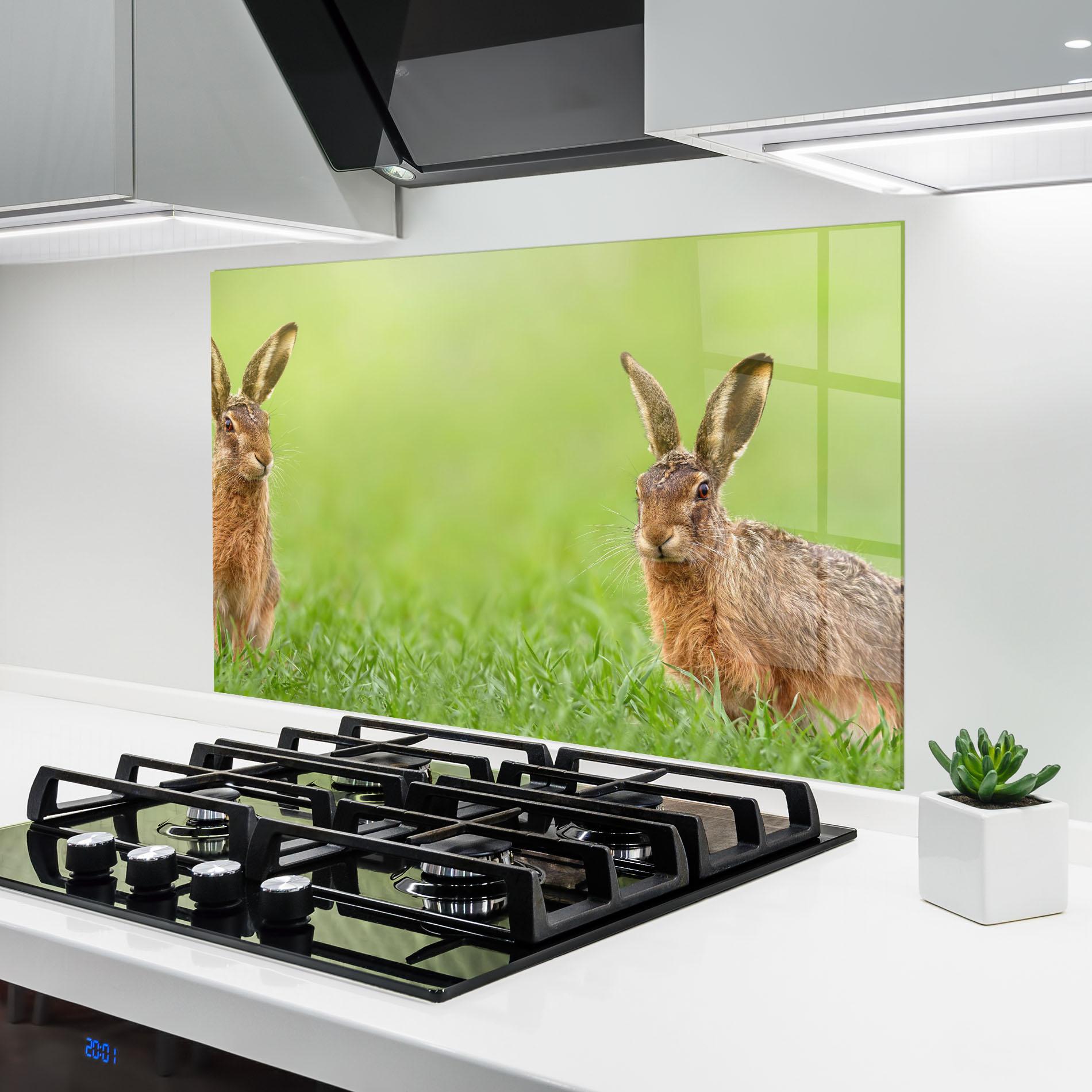 Panel Szklany do Kuchni Brown Hares mockup 6