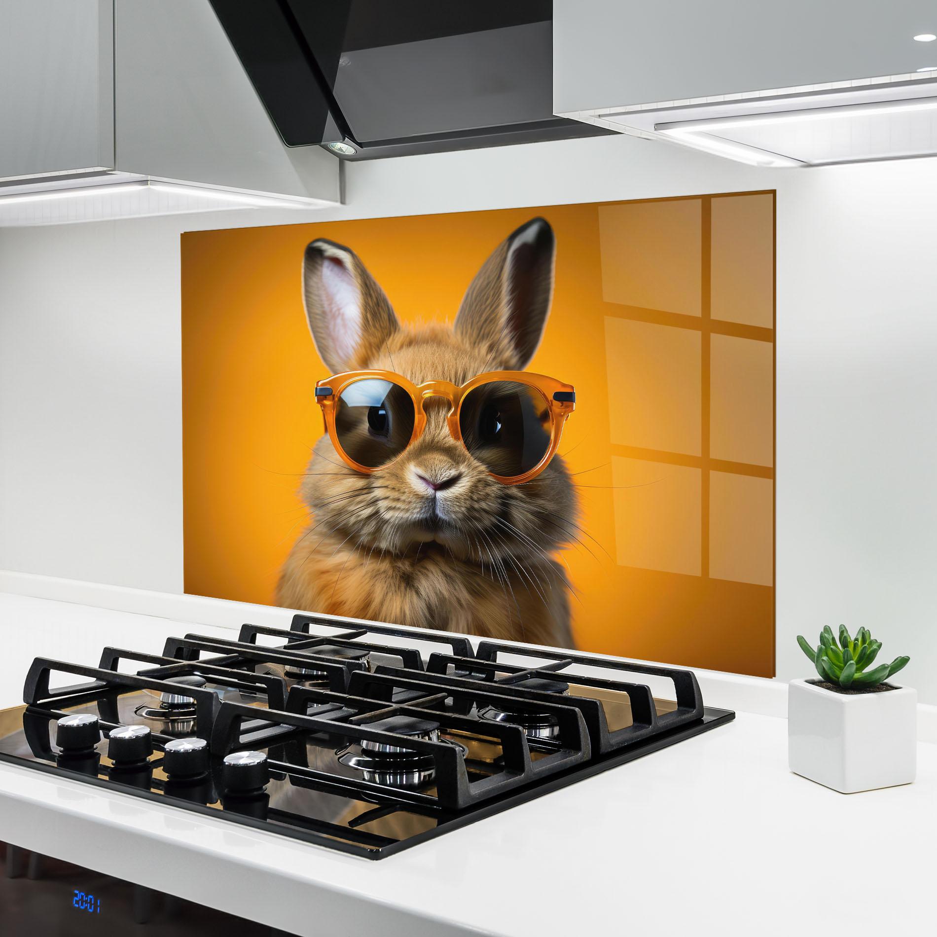 Panel Szklany do Kuchni Sunglasses Orange Rabbit mockup 6