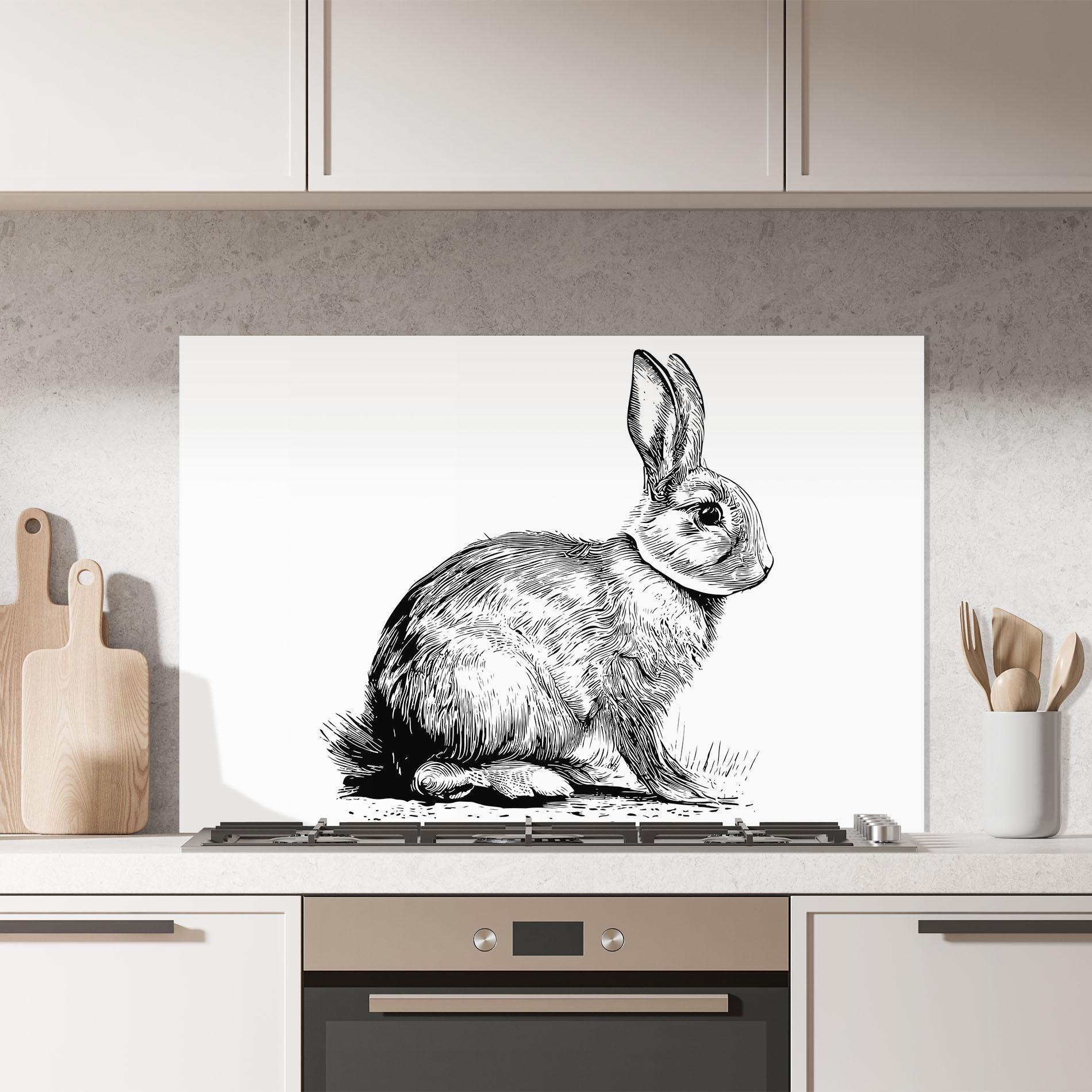 Panel Szklany do Kuchni Bunny Black Lines mockup 7