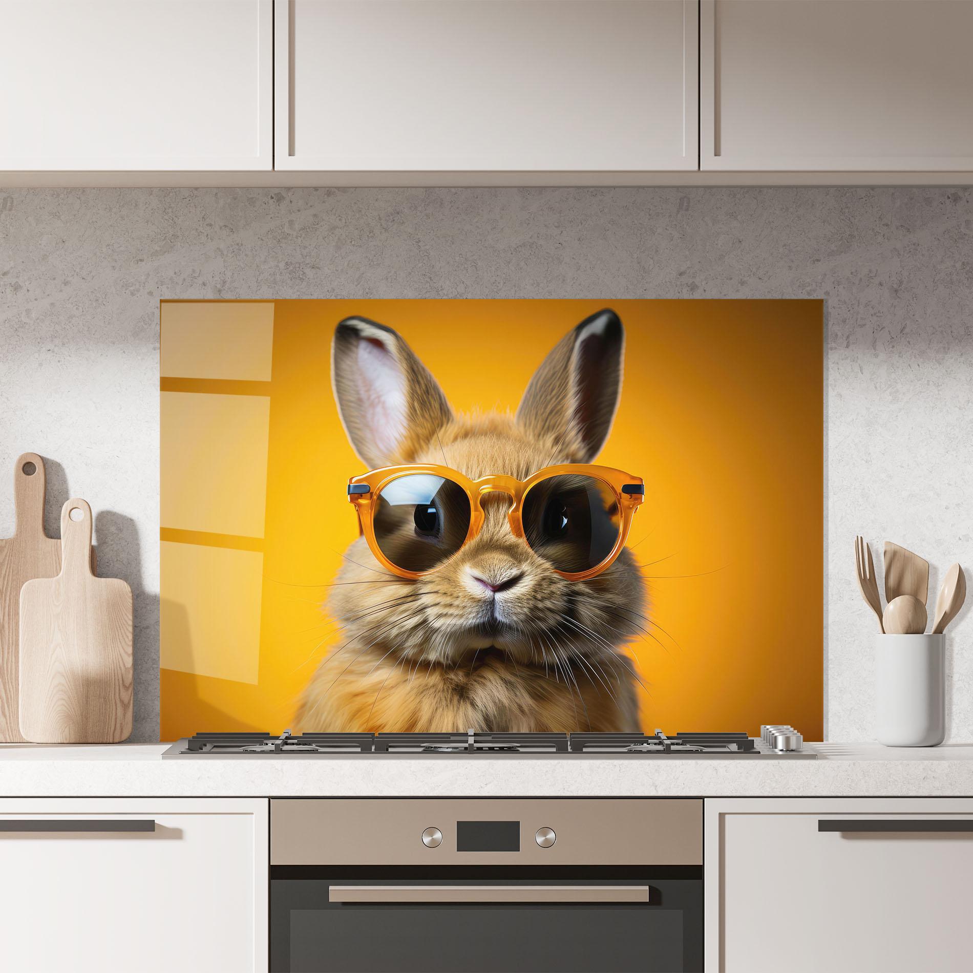 Panel Szklany do Kuchni Sunglasses Orange Rabbit mockup 7
