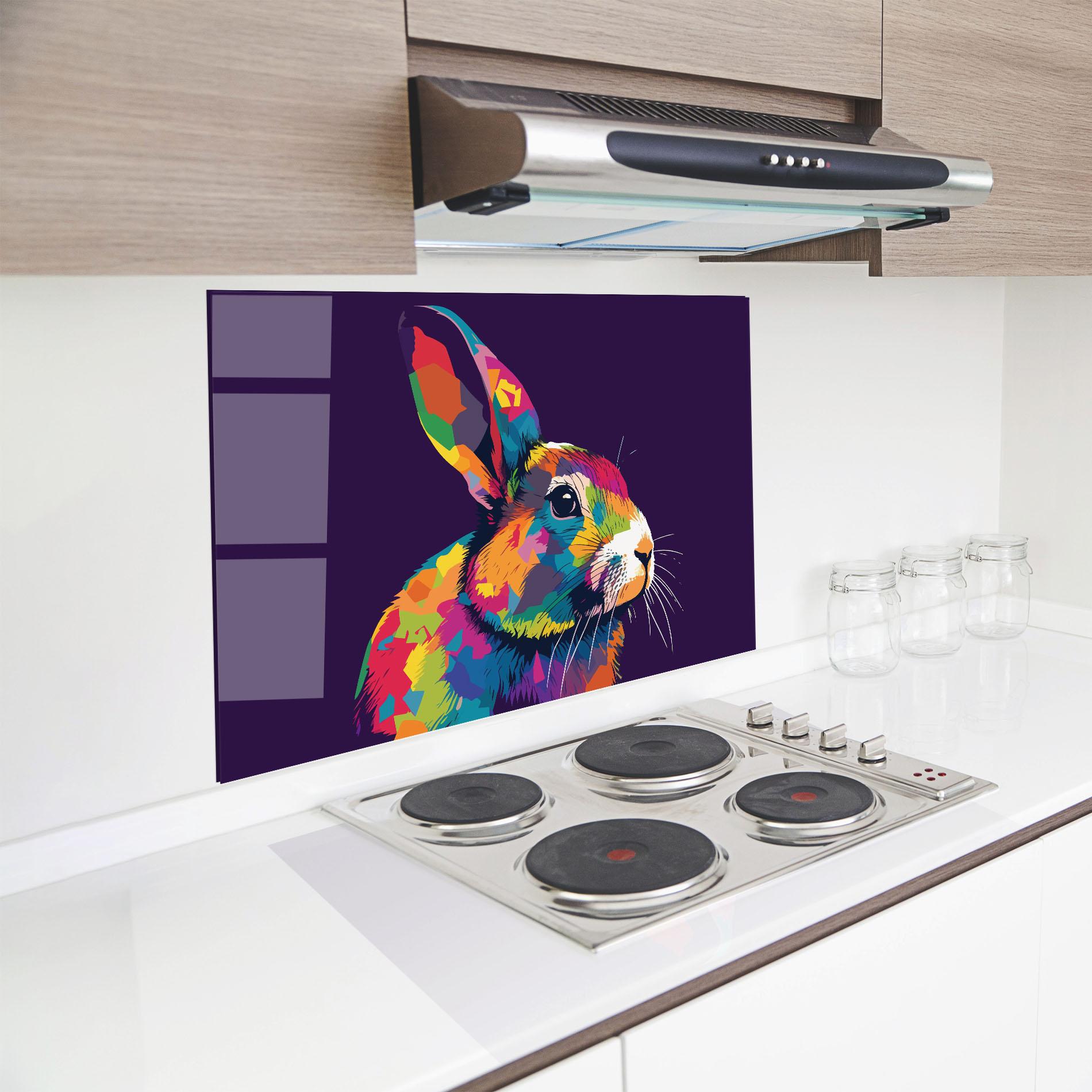 Panel Szklany do Kuchni Bunny On Purple mockup 8