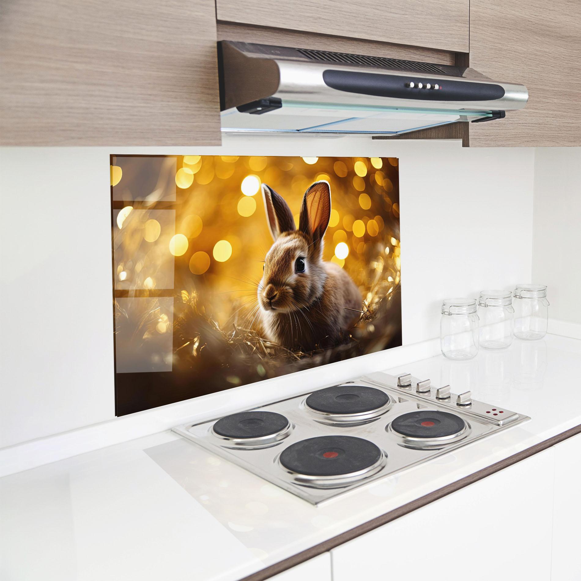 Panel Szklany do Kuchni Gold Lights Bunny mockup 8