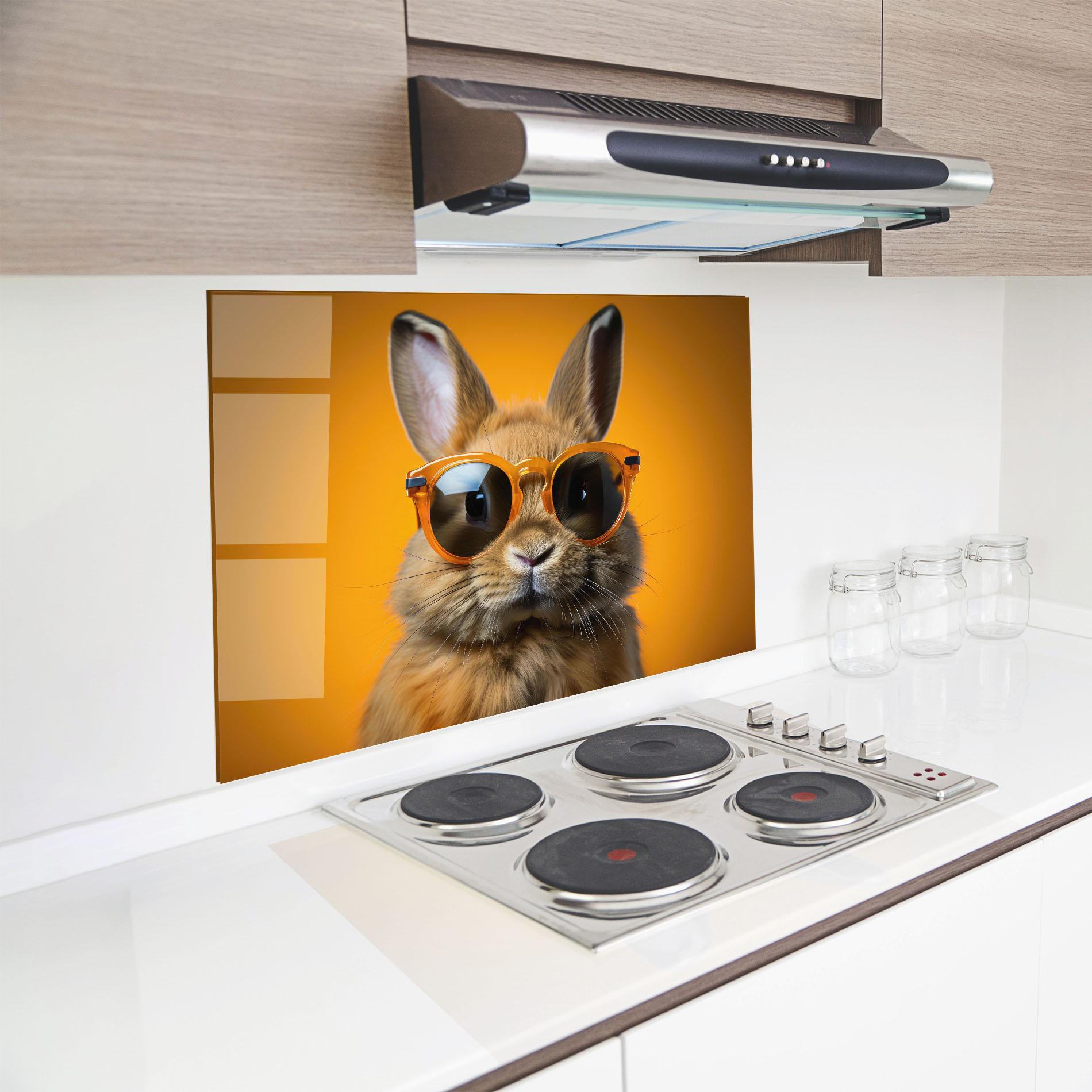 Panel Szklany do Kuchni Sunglasses Orange Rabbit mockup 8