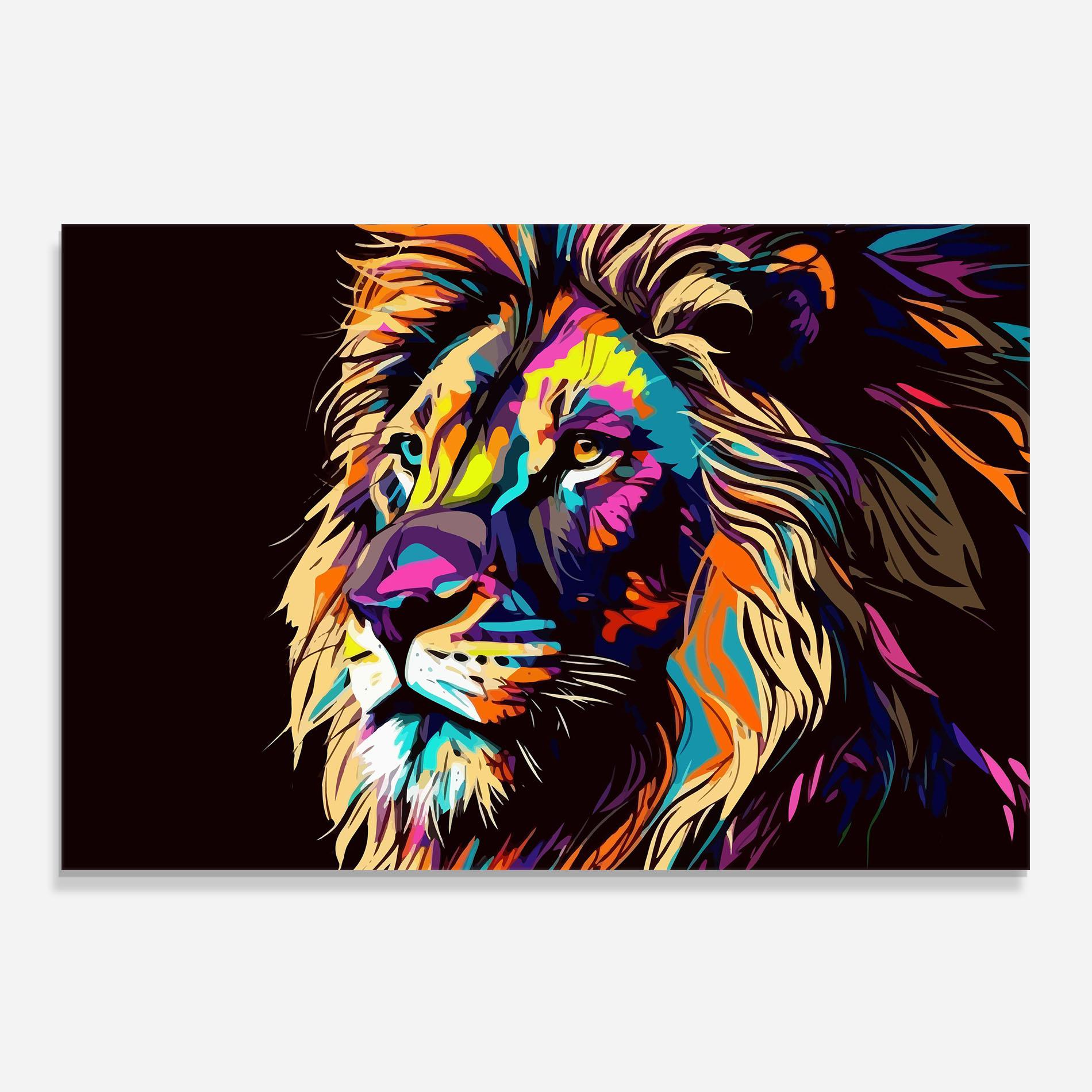 Panel Szklany do Kuchni Purple Orange Lion mockup 0