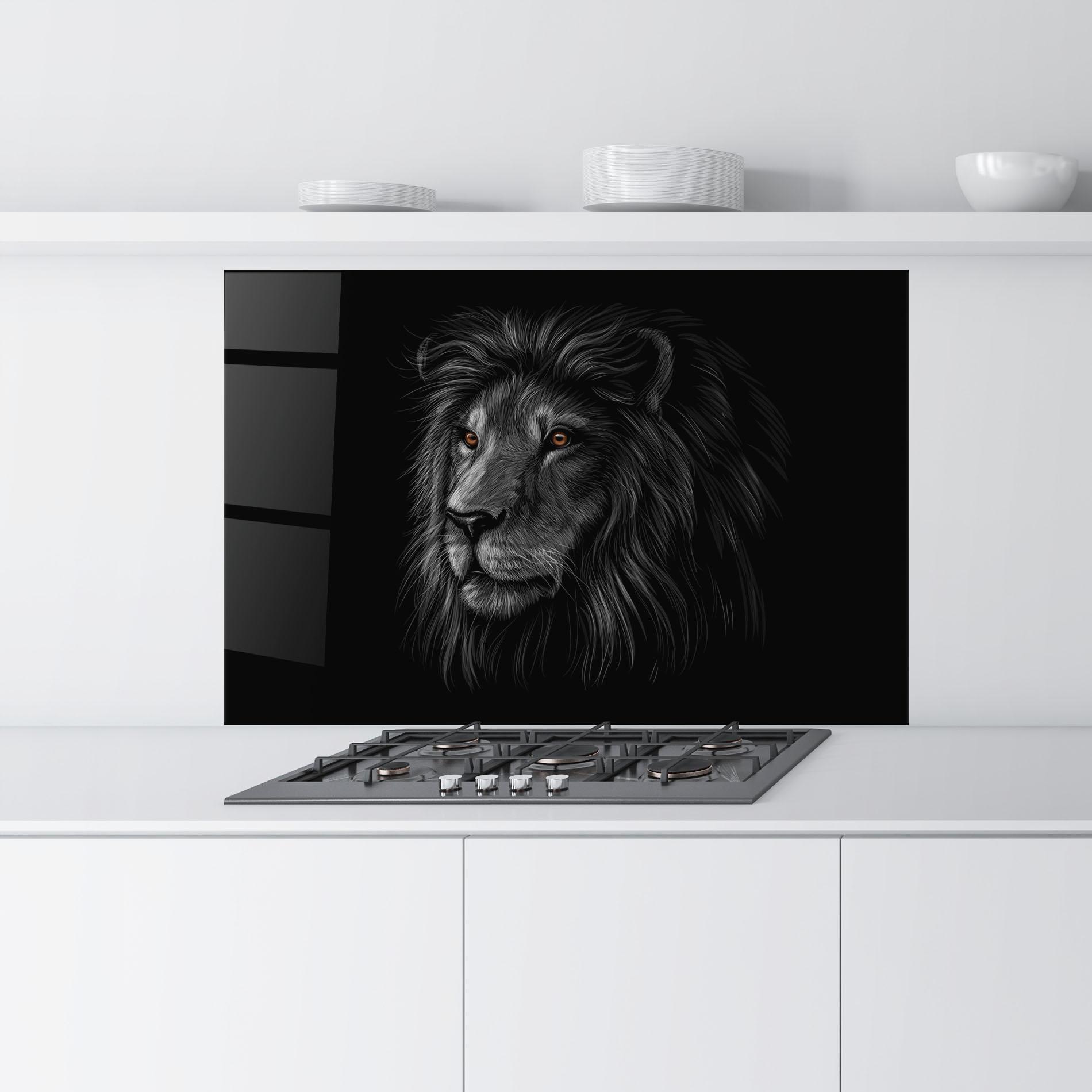 Panel Szklany do Kuchni Lion In Shadow mockup 9