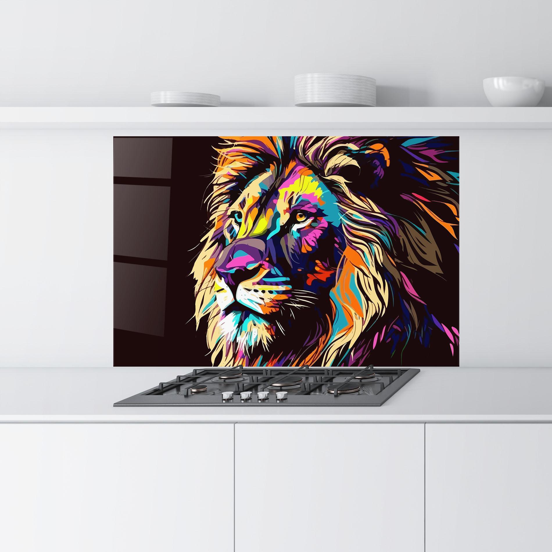 Panel Szklany do Kuchni Purple Orange Lion mockup 9