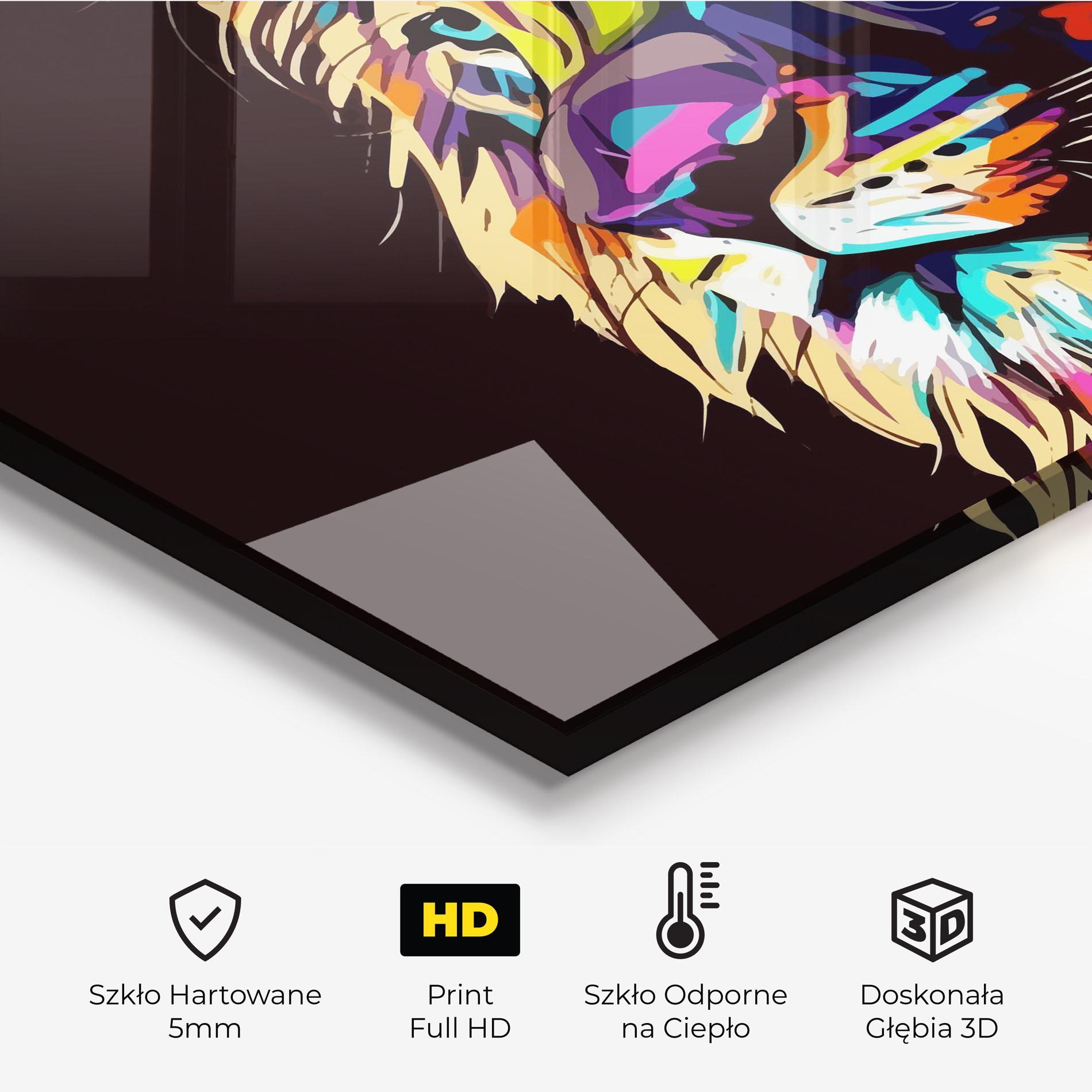 Panel Szklany do Kuchni Purple Orange Lion mockup 2