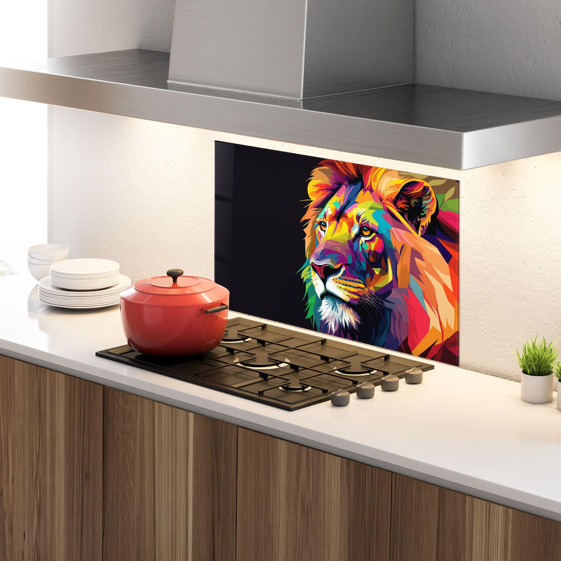 Panel Szklany do Kuchni Colorful Lion mockup 4
