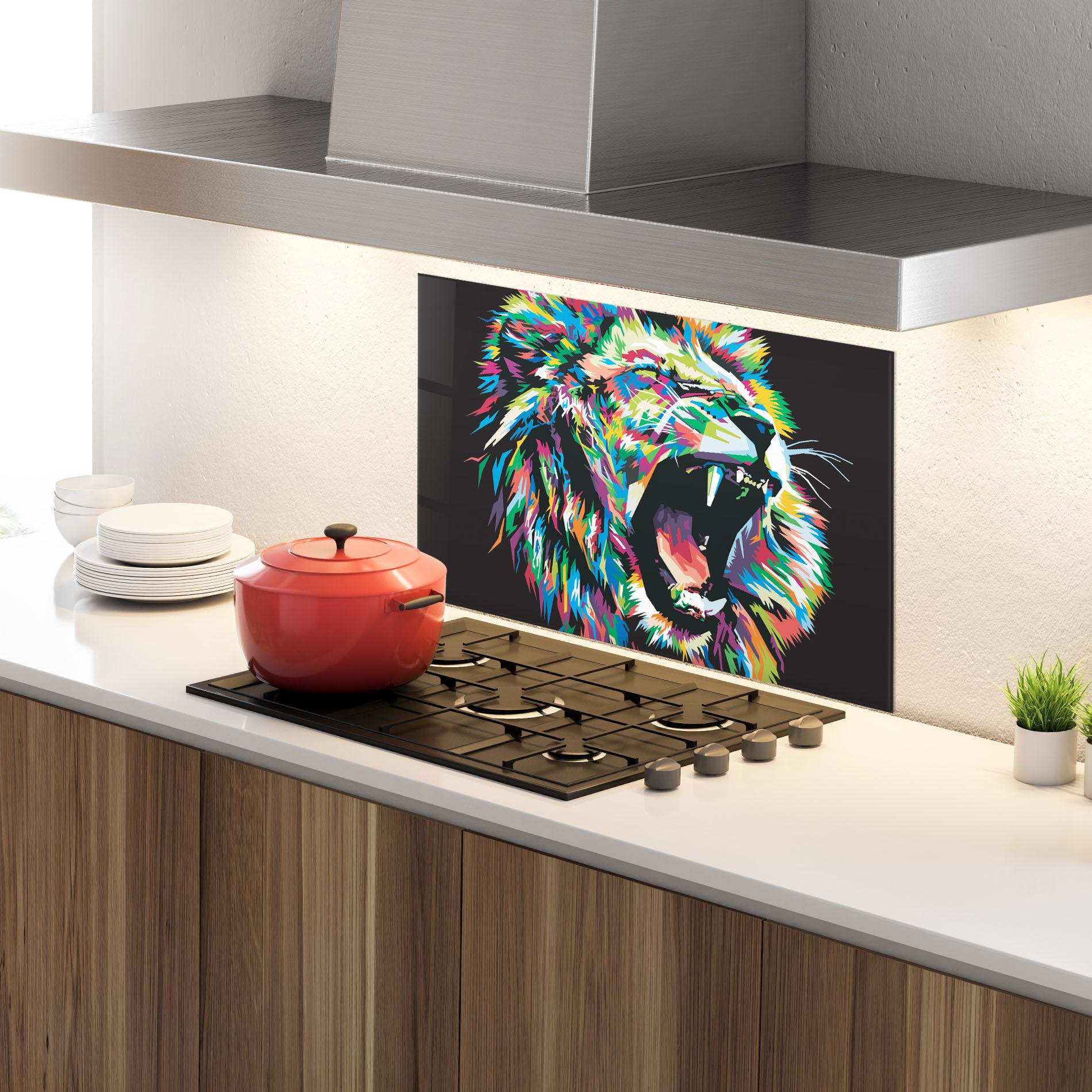 Panel Szklany do Kuchni Green Blue Lion mockup 4