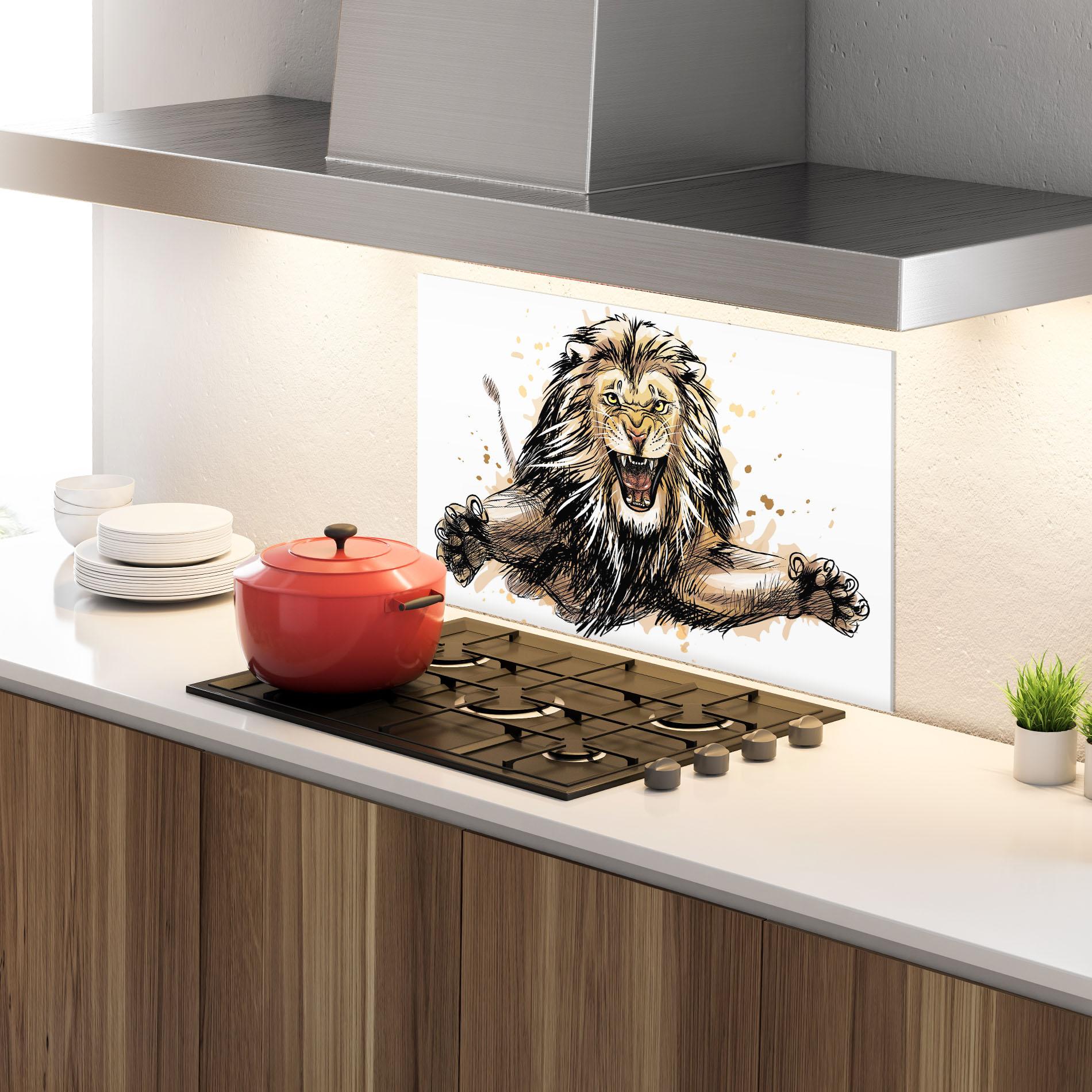 Panel Szklany do Kuchni Lion Jump mockup 4