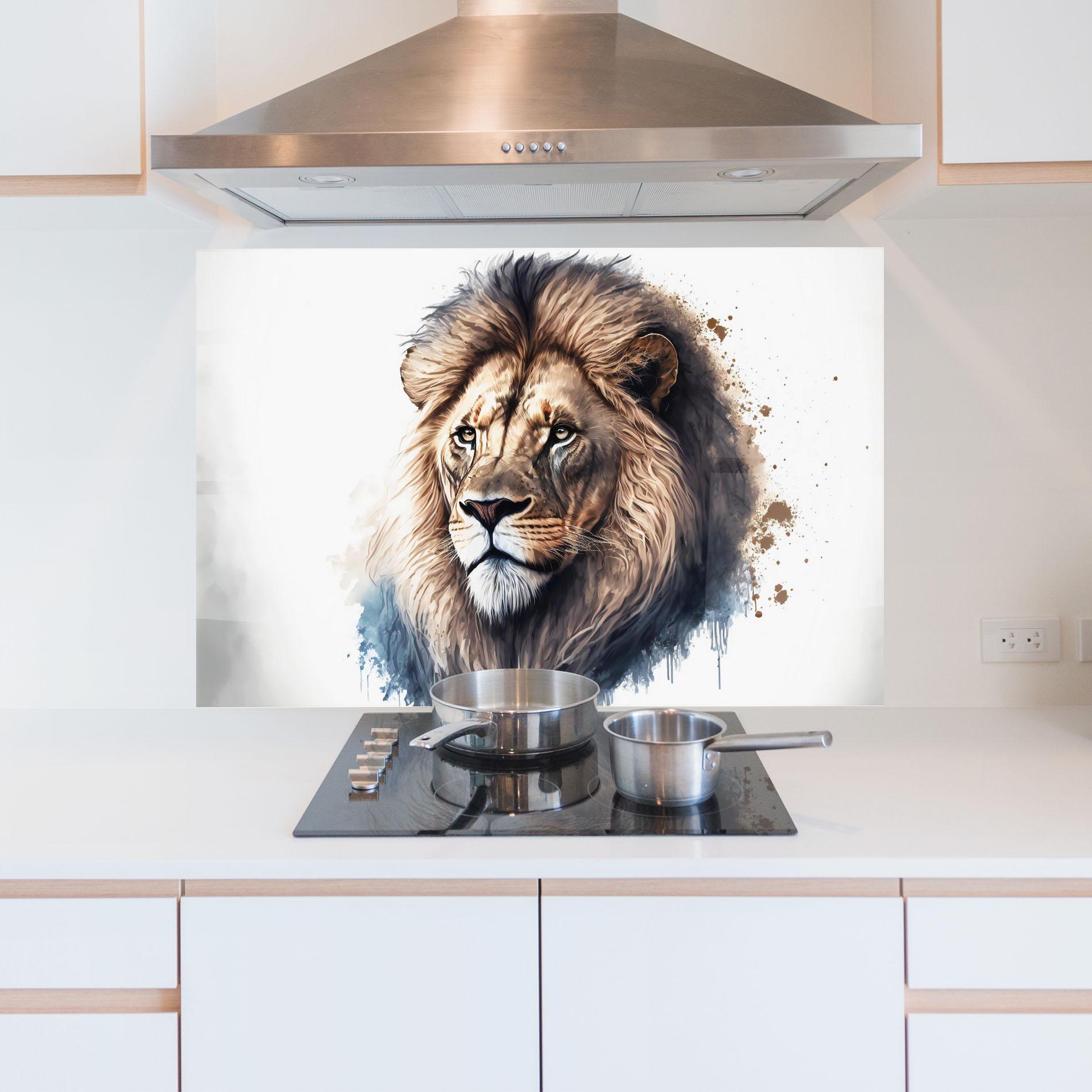 Panel Szklany do Kuchni Lion Head Painting mockup 5