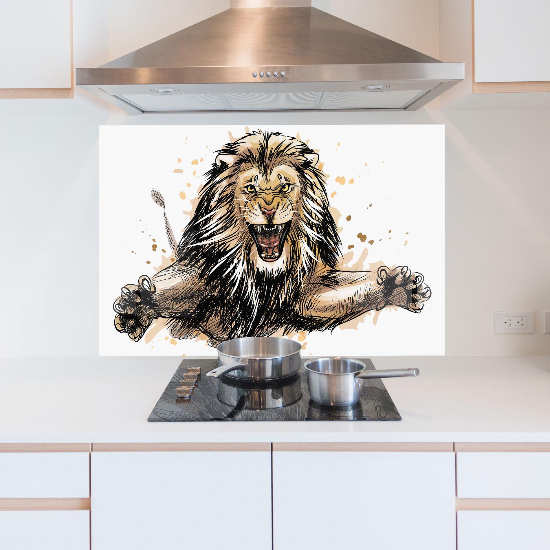 Panel Szklany do Kuchni Lion Jump mockup 5