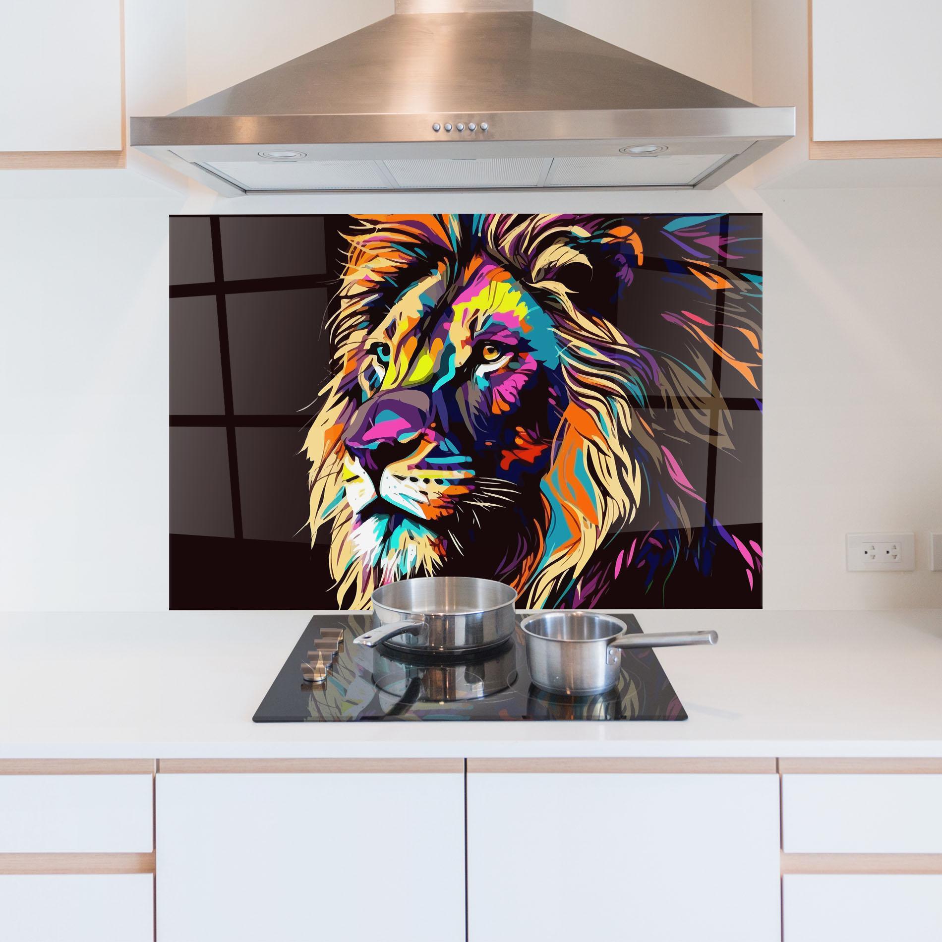 Panel Szklany do Kuchni Purple Orange Lion mockup 5