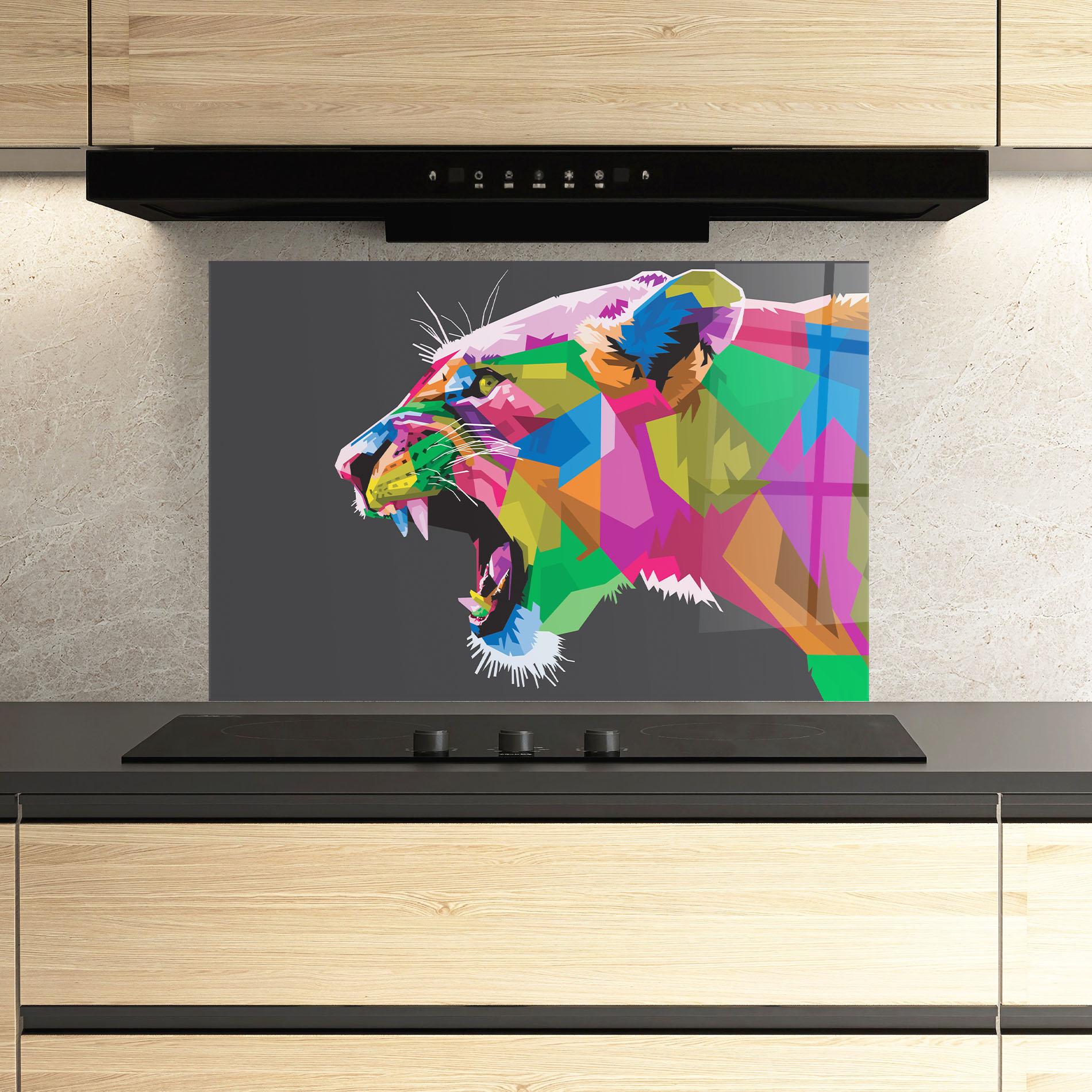 Panel Szklany do Kuchni Female Lion Head mockup 3